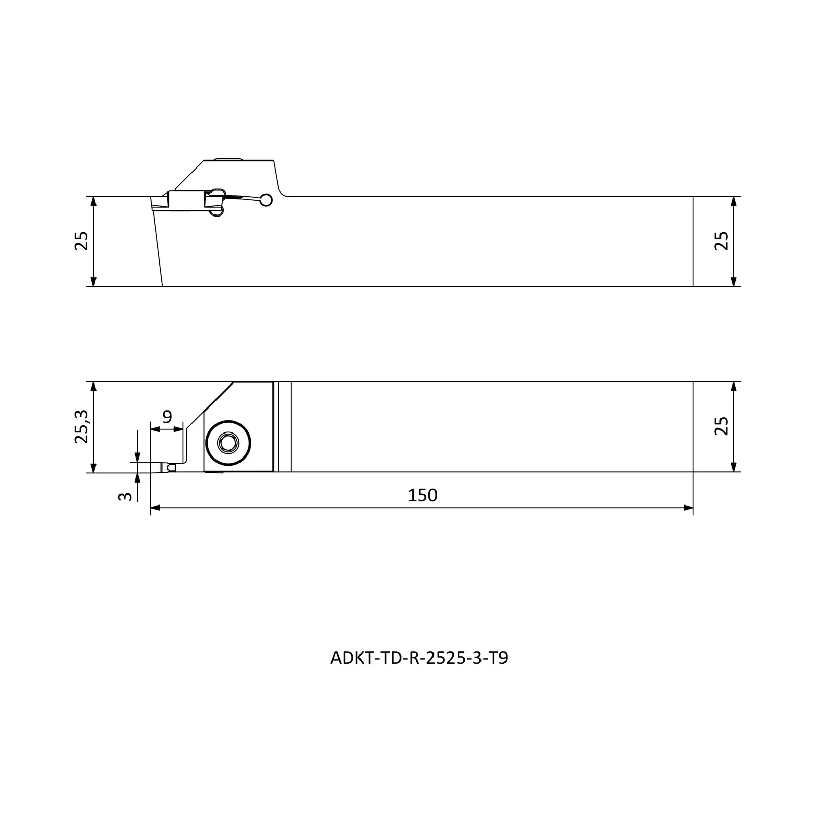 ADKT-TD-R-2525-3-T9 &mdash; dimensioned drawing