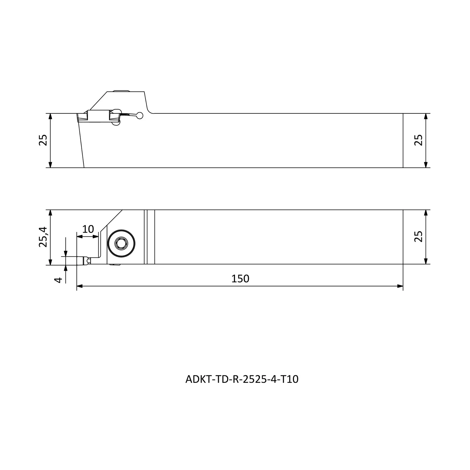 ADKT-TD-R-2525-4-T10 &mdash; dimensioned drawing