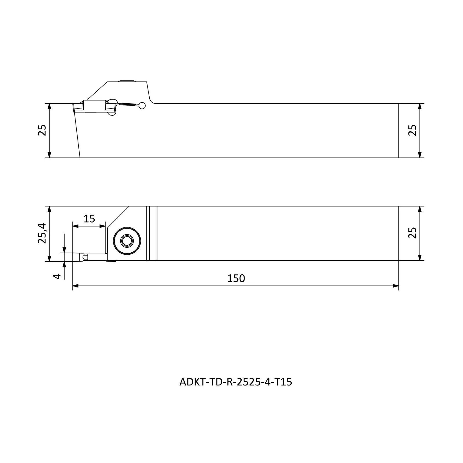 ADKT-TD-R-2525-4-T15 &mdash; dimensioned drawing