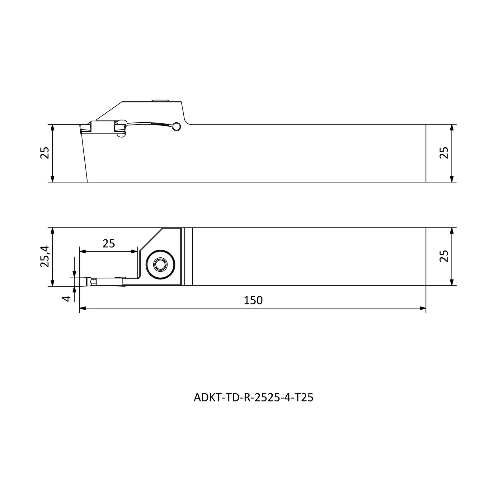ADKT-TD-R-2525-4-T25 &mdash; dimensioned drawing