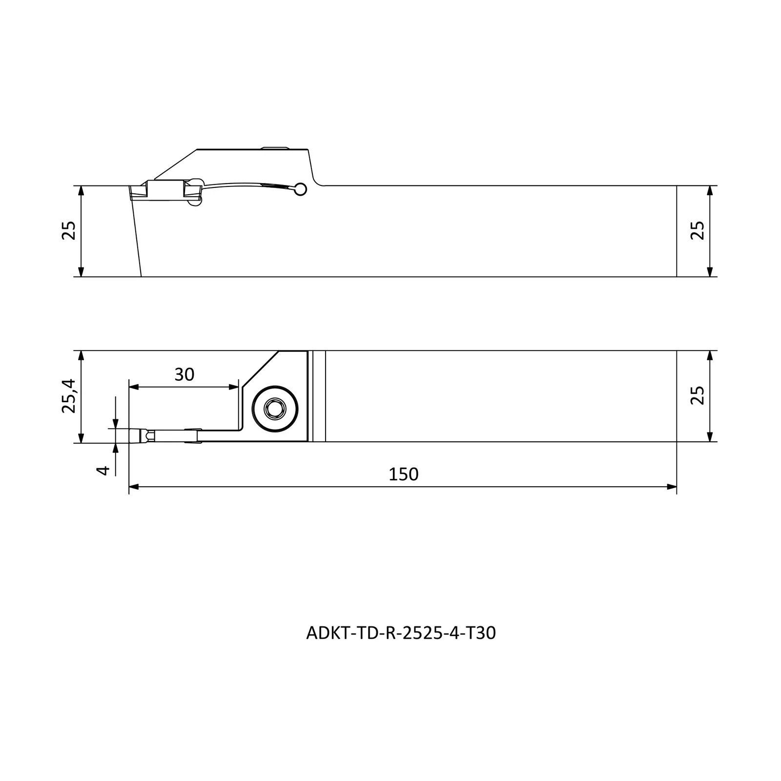 ADKT-TD-R-2525-4-T30 &mdash; dimensioned drawing