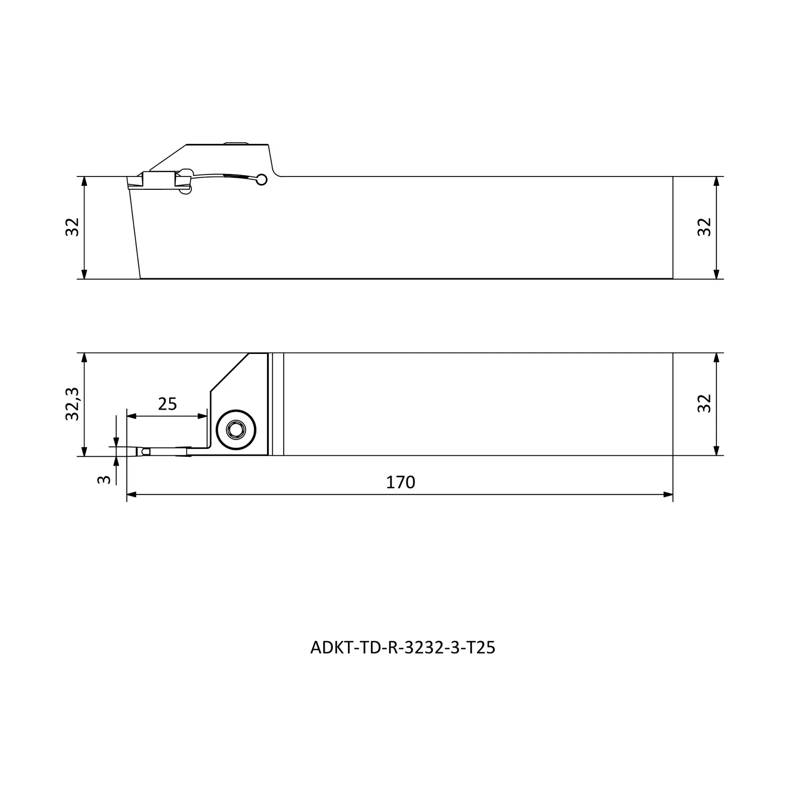ADKT-TD-R-3232-3-T25 &mdash; dimensioned drawing