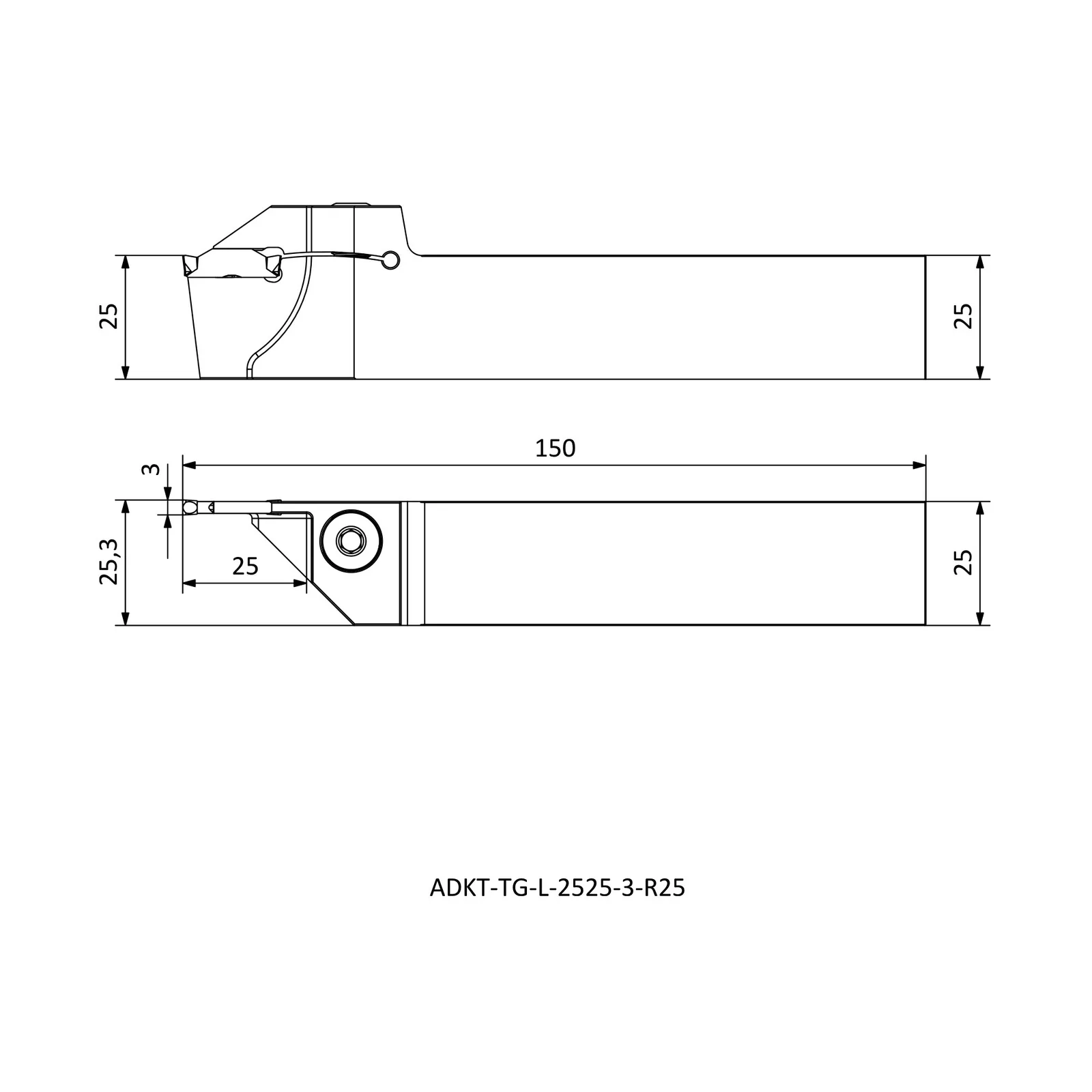 ADKT-TG-L-2525-3-R25 &mdash; dimensioned drawing