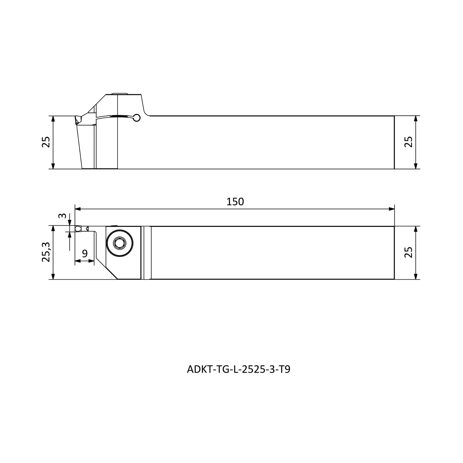 ADKT-TG-L-2525-3-T9 &mdash; dimensioned drawing