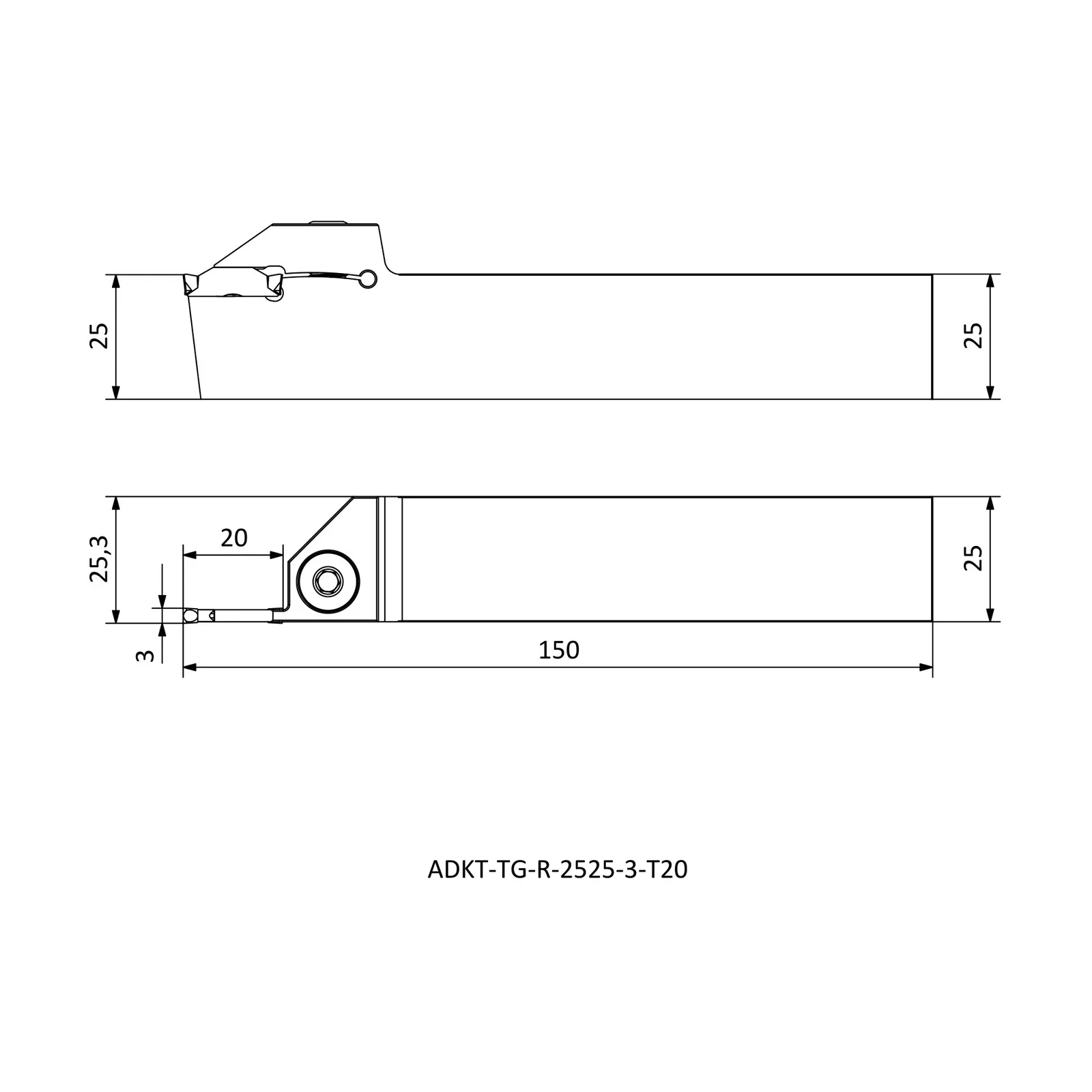 ADKT-TG-R-2525-3-T20 &mdash; dimensioned drawing