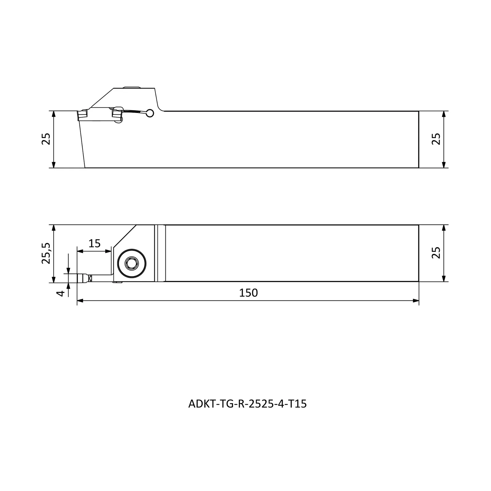 ADKT-TG-R-2525-4-T15 &mdash; dimensioned drawing