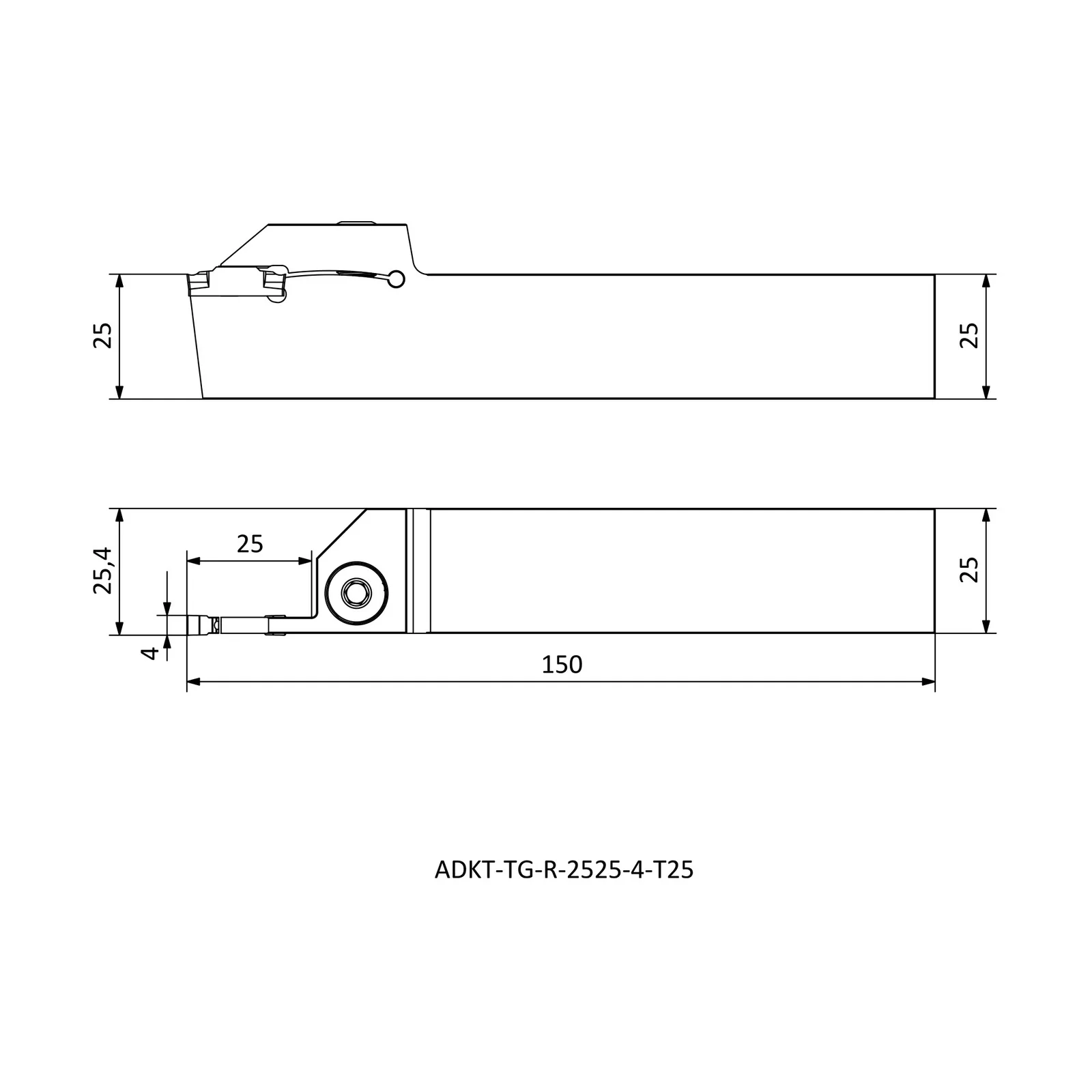 ADKT-TG-R-2525-4-T25 &mdash; dimensioned drawing