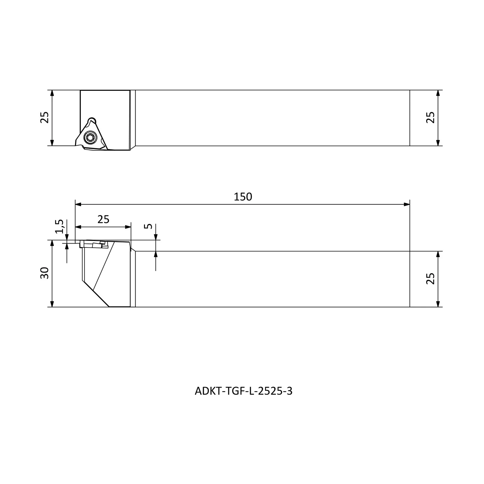 ADKT-TGF-L-2525-3 &mdash; dimensioned drawing
