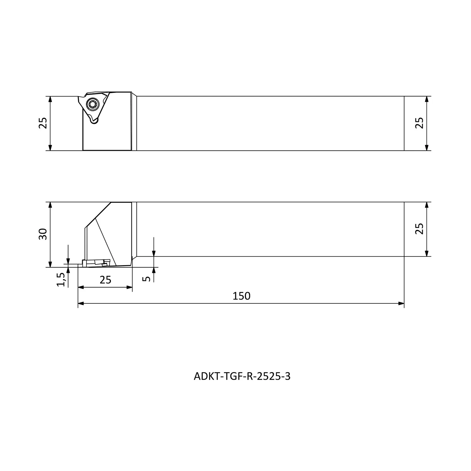 ADKT-TGF-R-2525-3 &mdash; dimensioned drawing