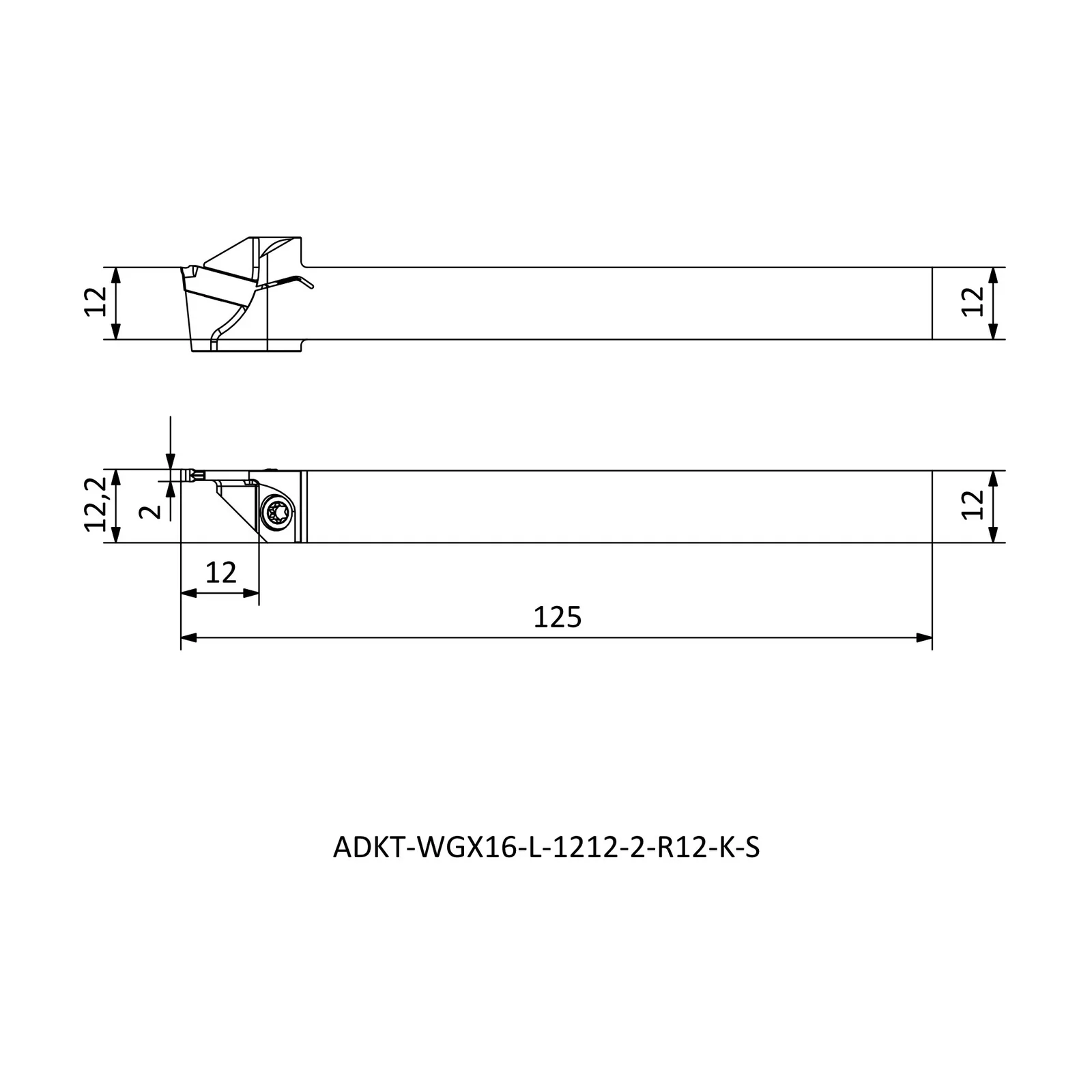 ADKT-WGX16-L-1212-2-R12-K-S &mdash; dimensioned drawing