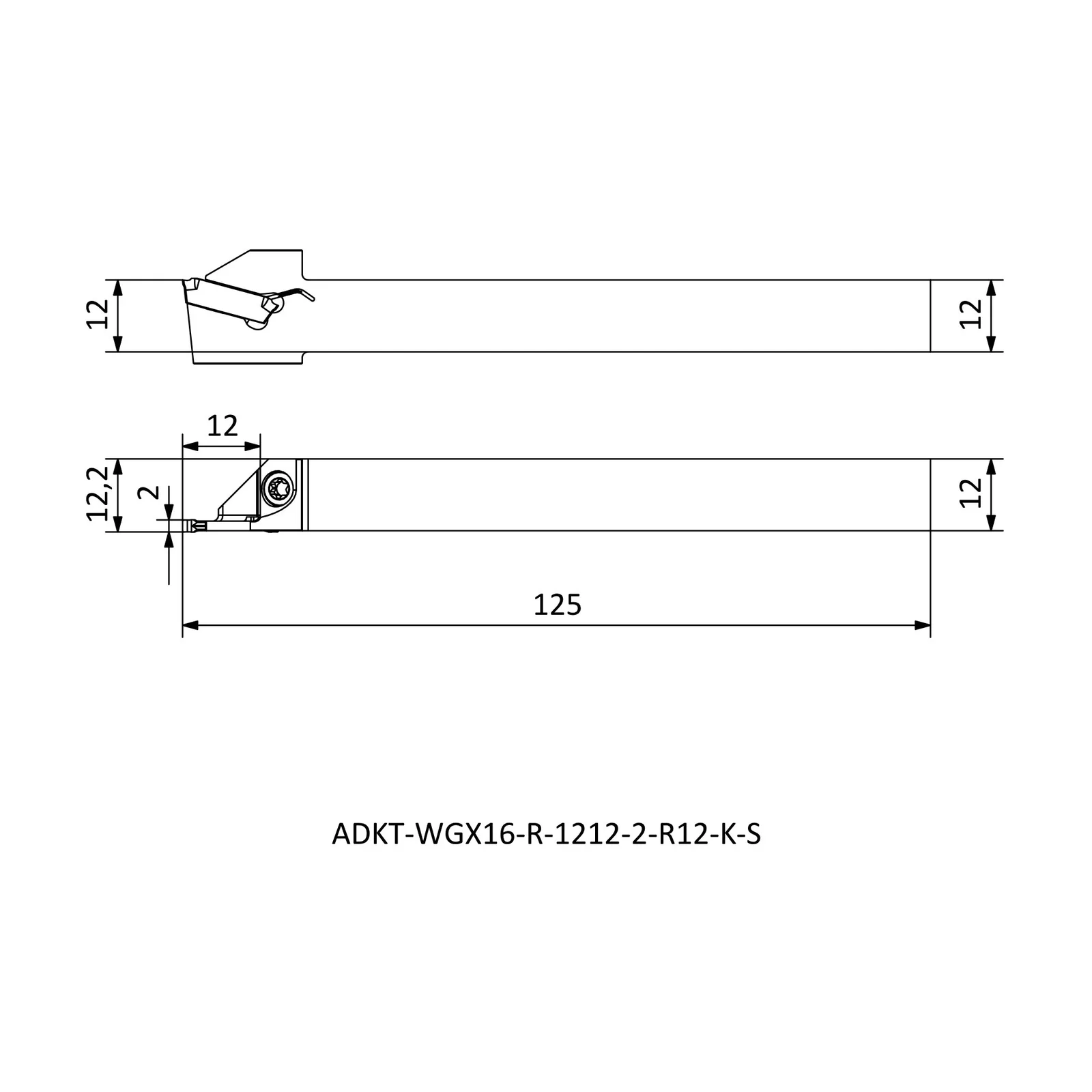 ADKT-WGX16-R-1212-2-R12-K-S &mdash; dimensioned drawing