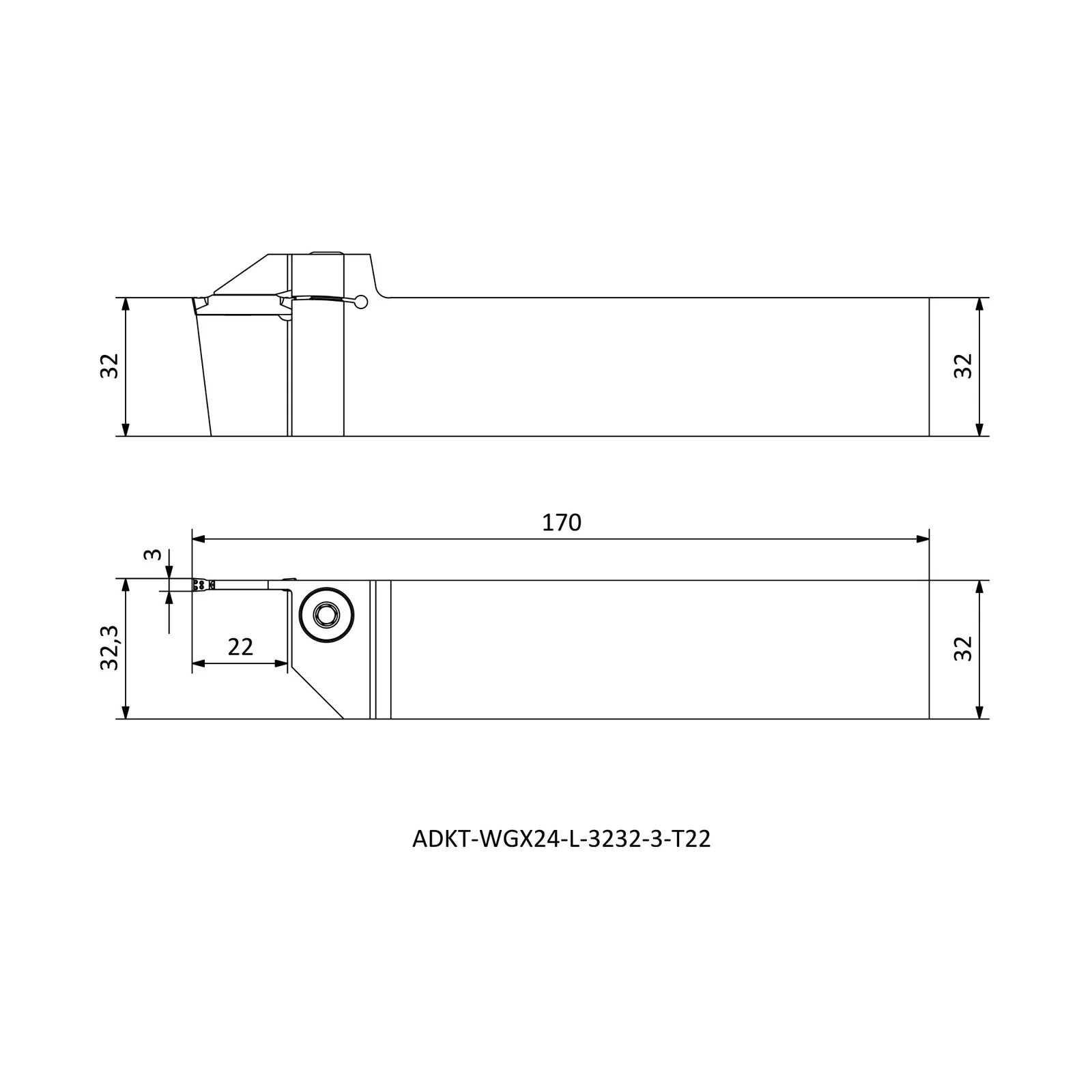 ADKT-WGX24-L-3232-3-T22 &mdash; dimensioned drawing