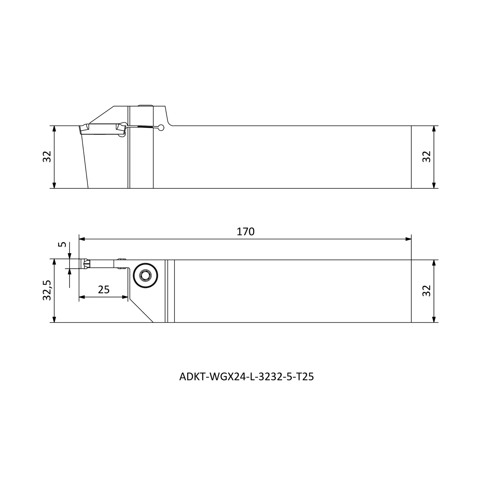 ADKT-WGX24-L-3232-5-T25 &mdash; dimensioned drawing