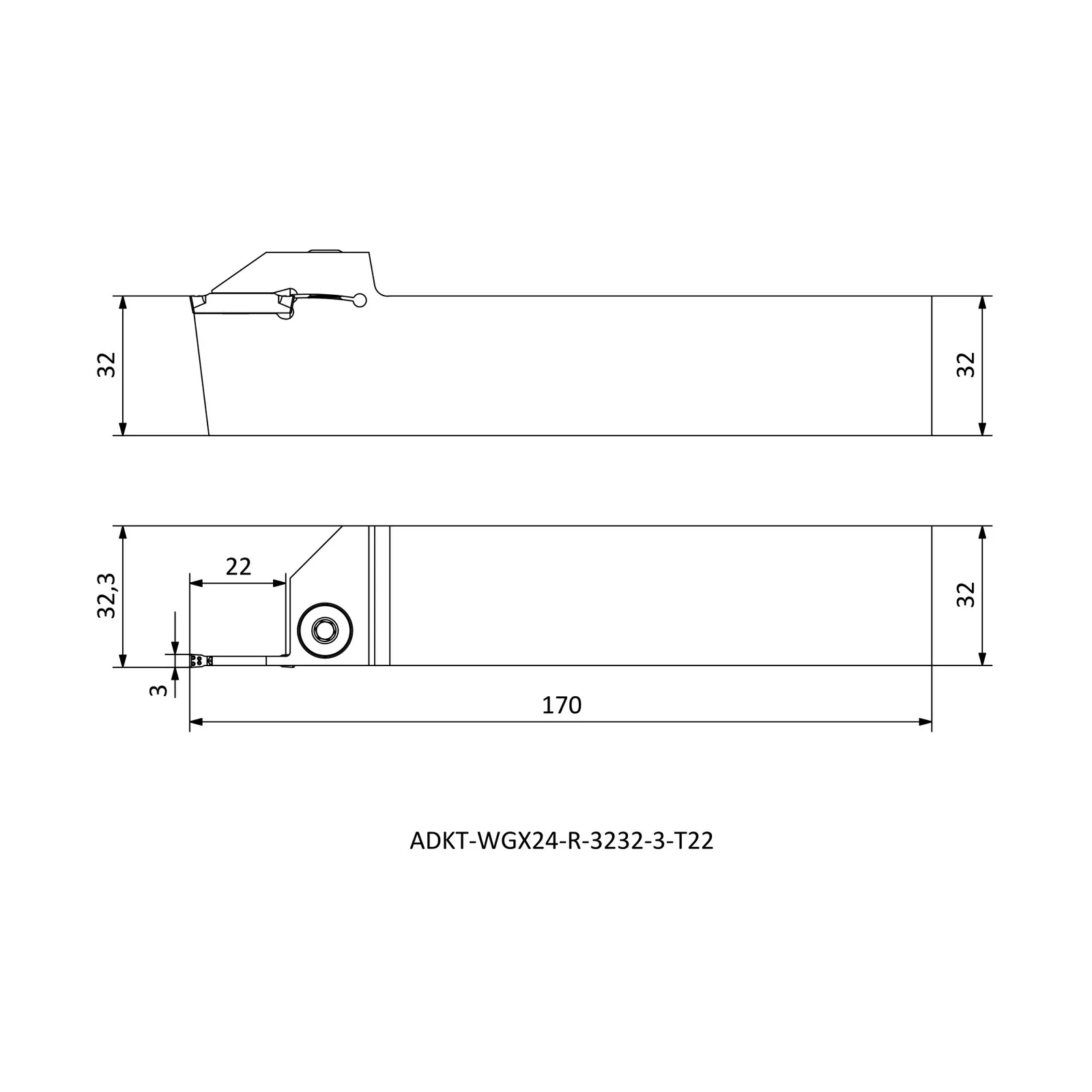 ADKT-WGX24-R-3232-3-T22 &mdash; dimensioned drawing