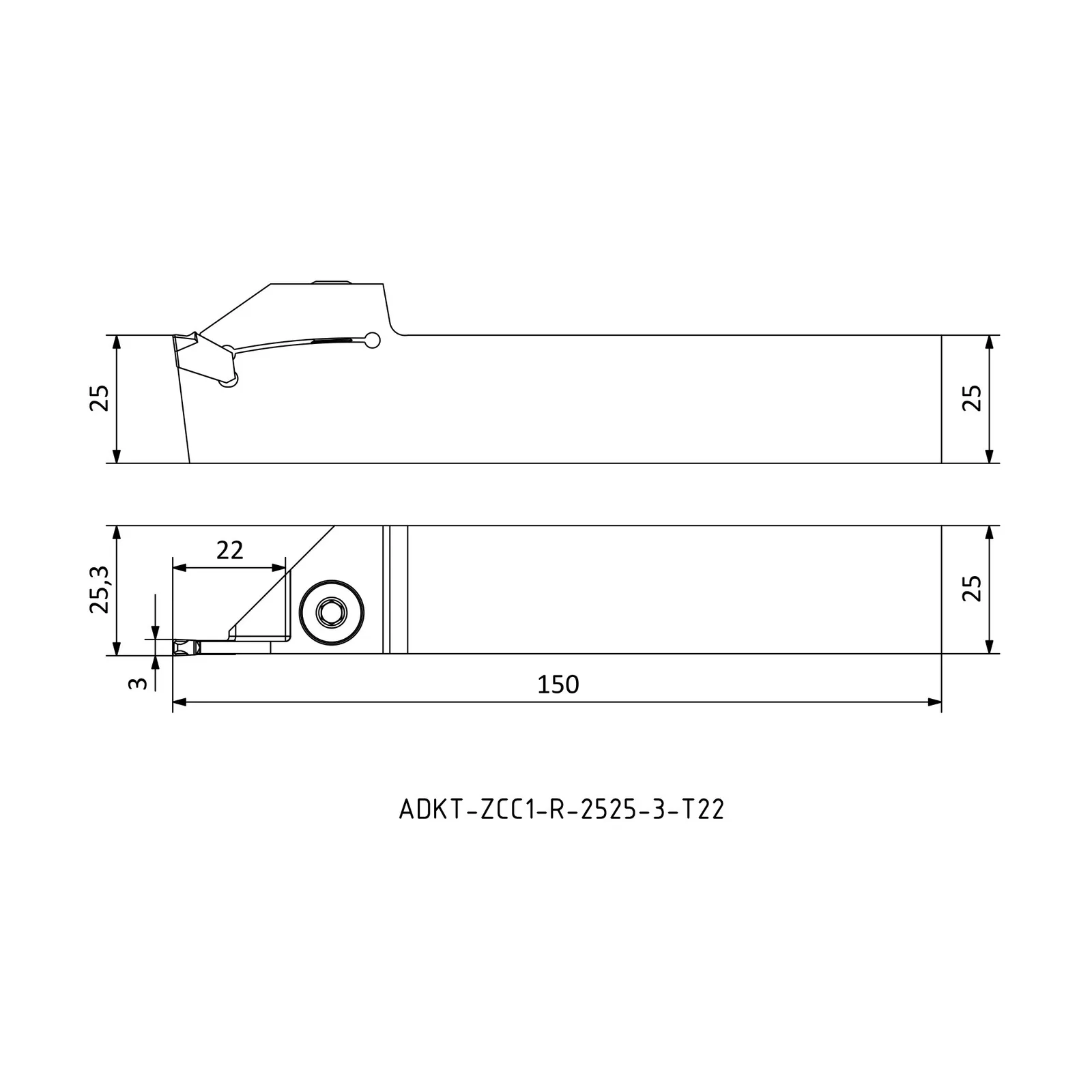 ADKT-ZCC1-R-2525-3-T22 &mdash; dimensioned drawing