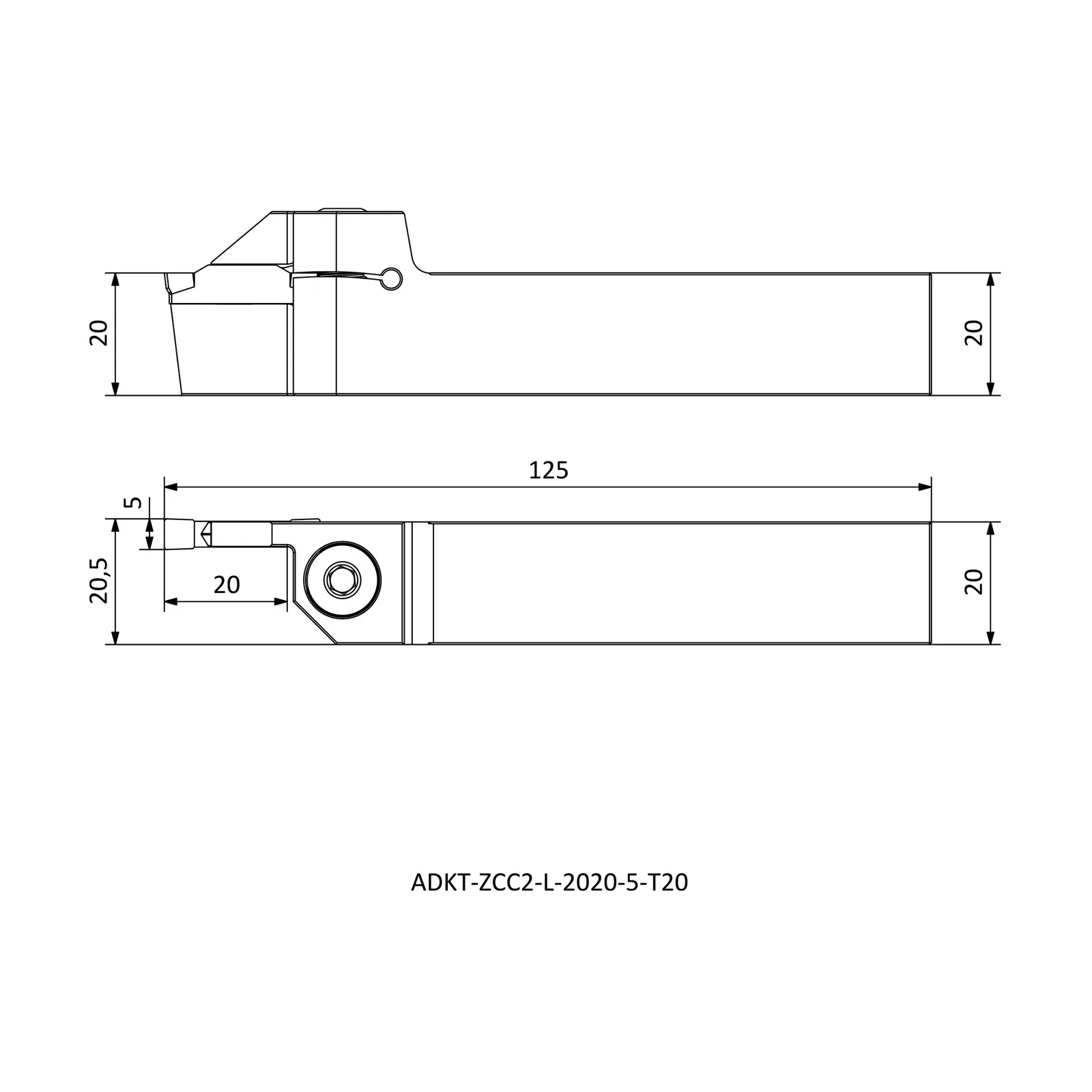 ADKT-ZCC2-L-2020-5-T20 &mdash; dimensioned drawing
