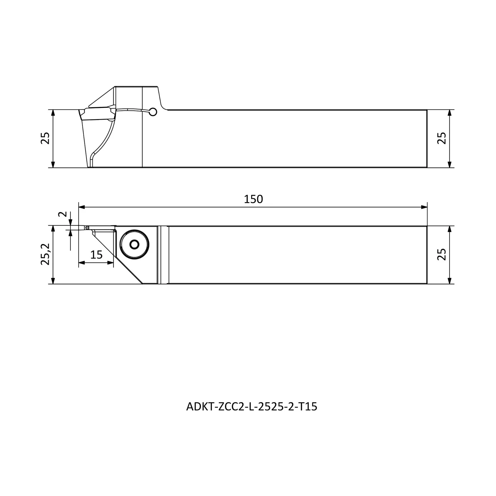 ADKT-ZCC2-L-2525-2-T15 &mdash; dimensioned drawing
