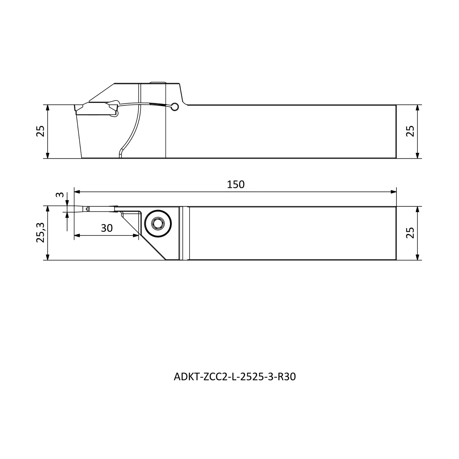 ADKT-ZCC2-L-2525-3-R30 &mdash; dimensioned drawing