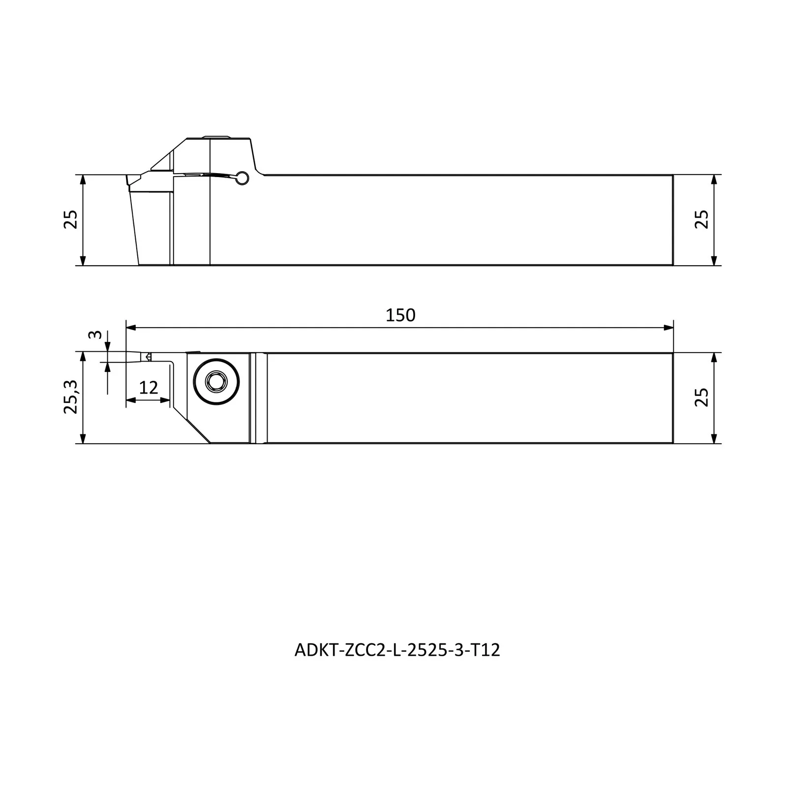 ADKT-ZCC2-L-2525-3-T12 &mdash; dimensioned drawing