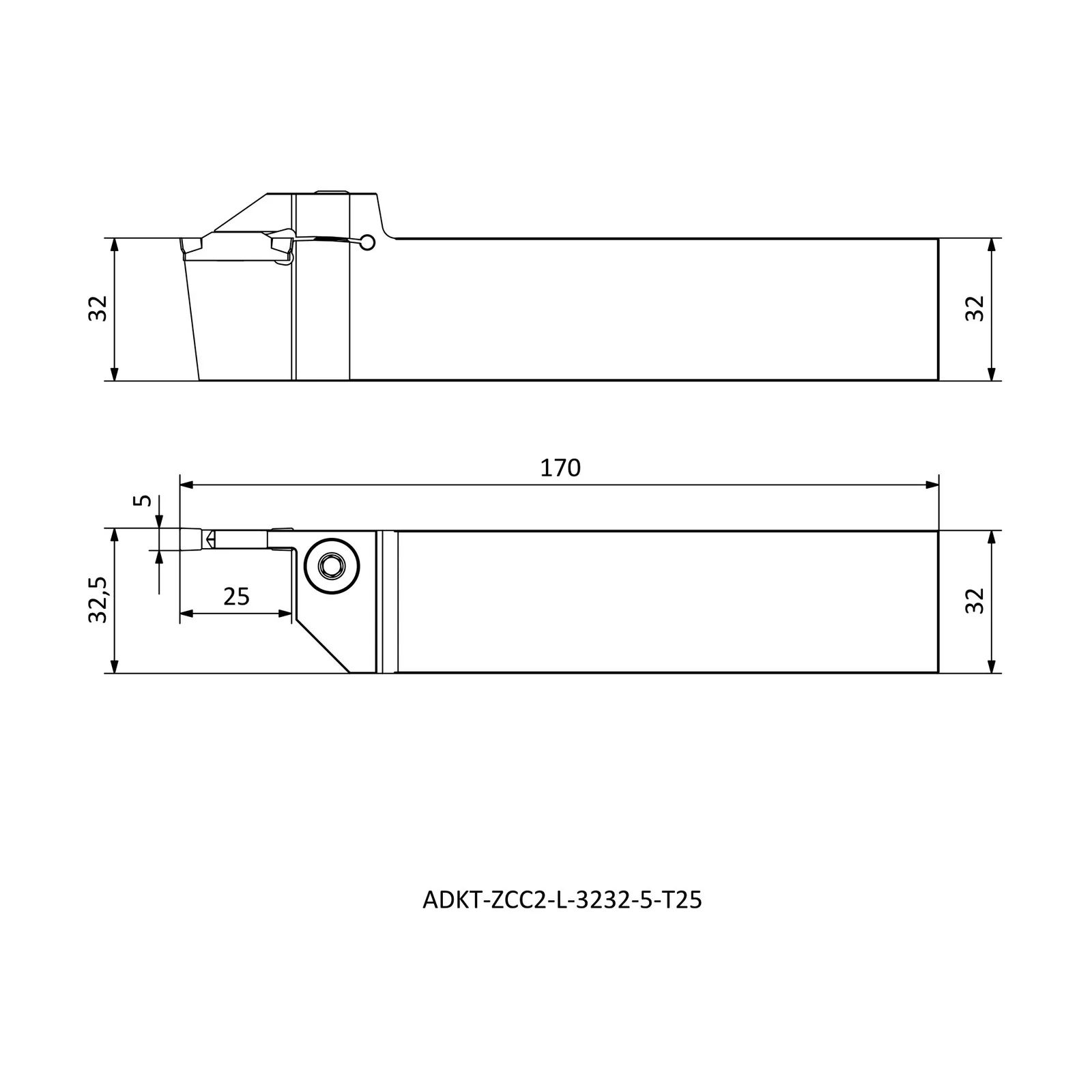ADKT-ZCC2-L-3232-5-T25 &mdash; dimensioned drawing
