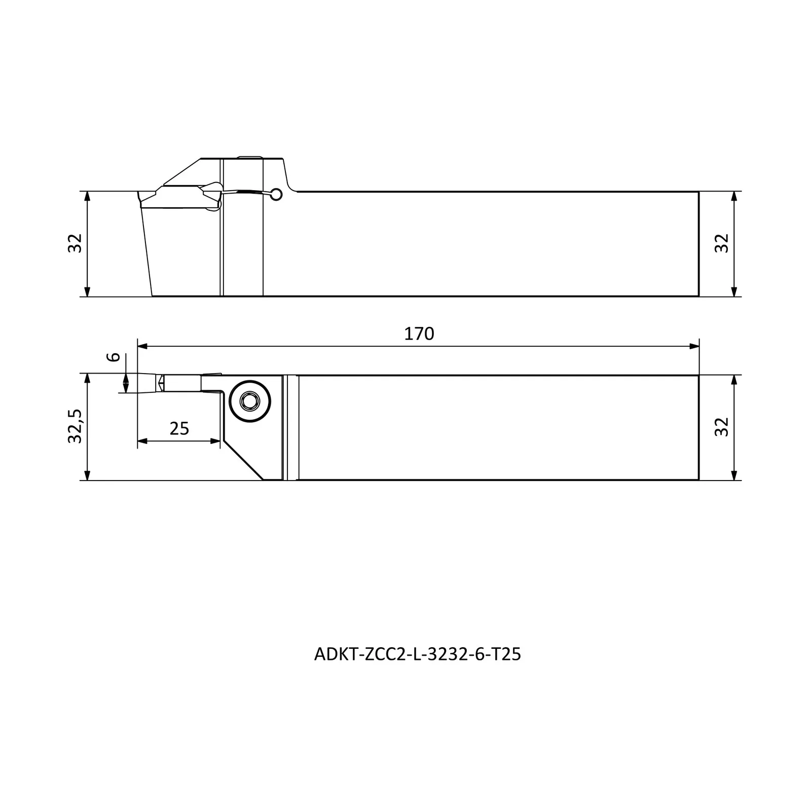 ADKT-ZCC2-L-3232-6-T25 &mdash; dimensioned drawing