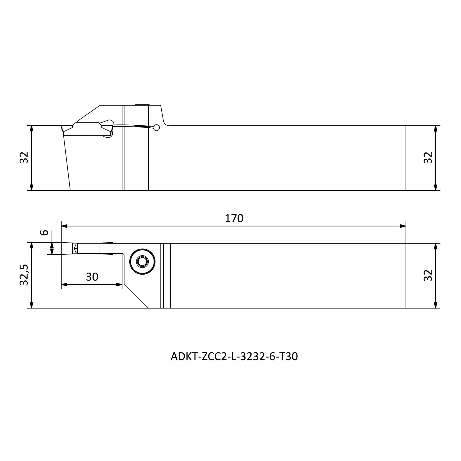ADKT-ZCC2-L-3232-6-T30 &mdash; dimensioned drawing