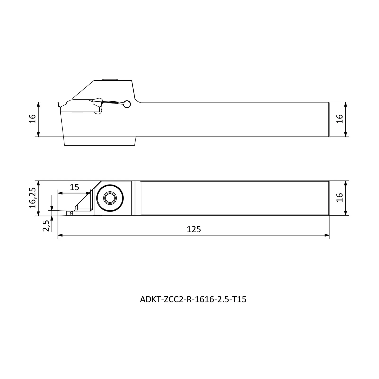 ADKT-ZCC2-R-1616-2.5-T15 &mdash; dimensioned drawing