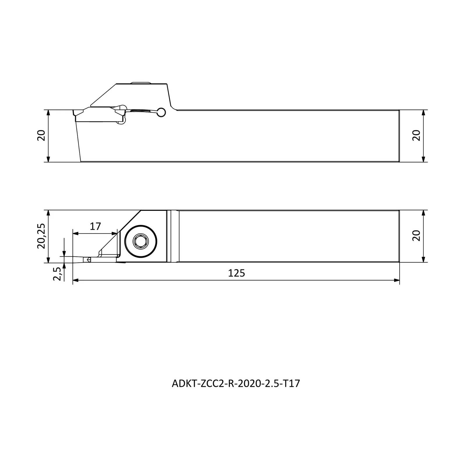 ADKT-ZCC2-R-2020-2.5-T17 &mdash; dimensioned drawing