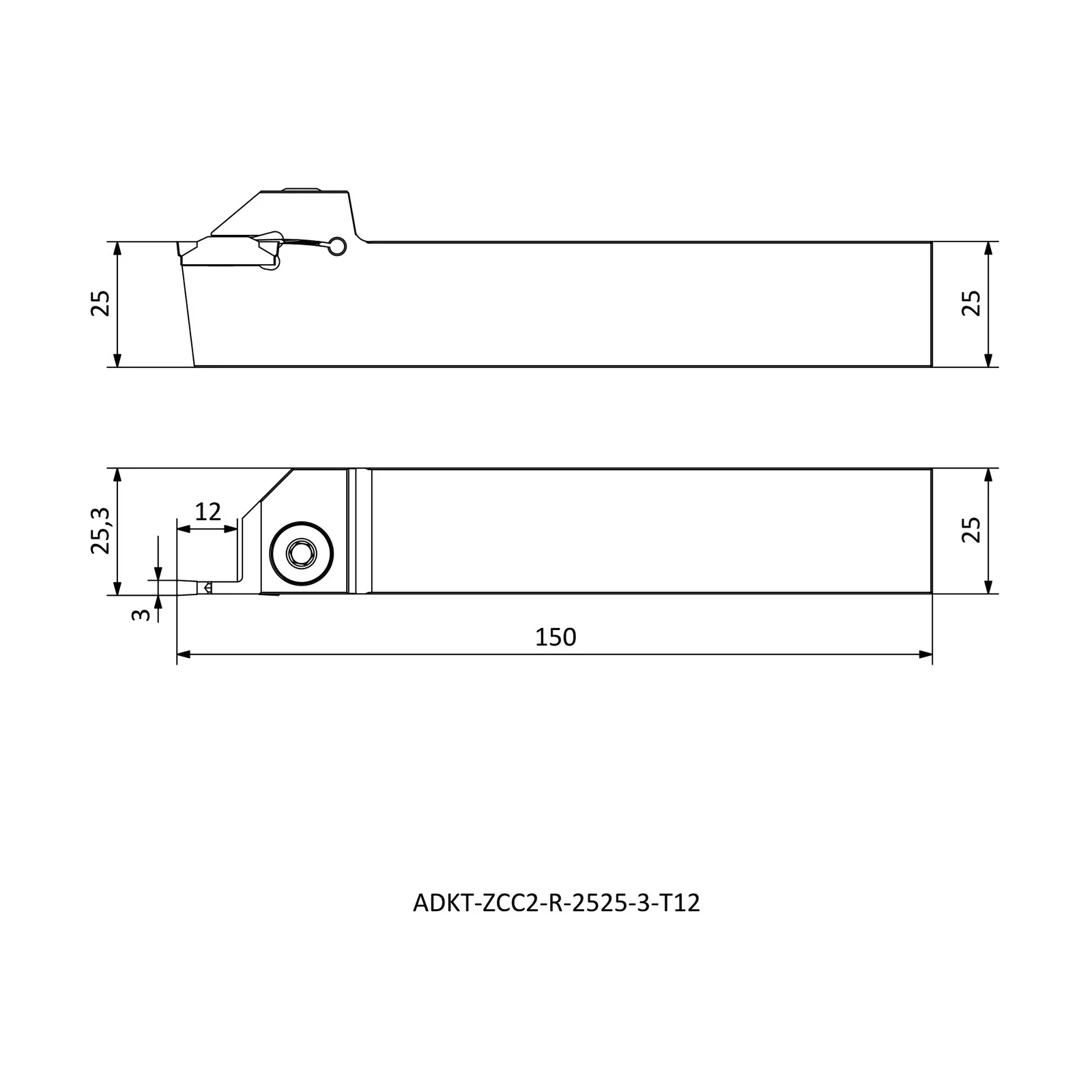 ADKT-ZCC2-R-2525-3-T12 &mdash; dimensioned drawing