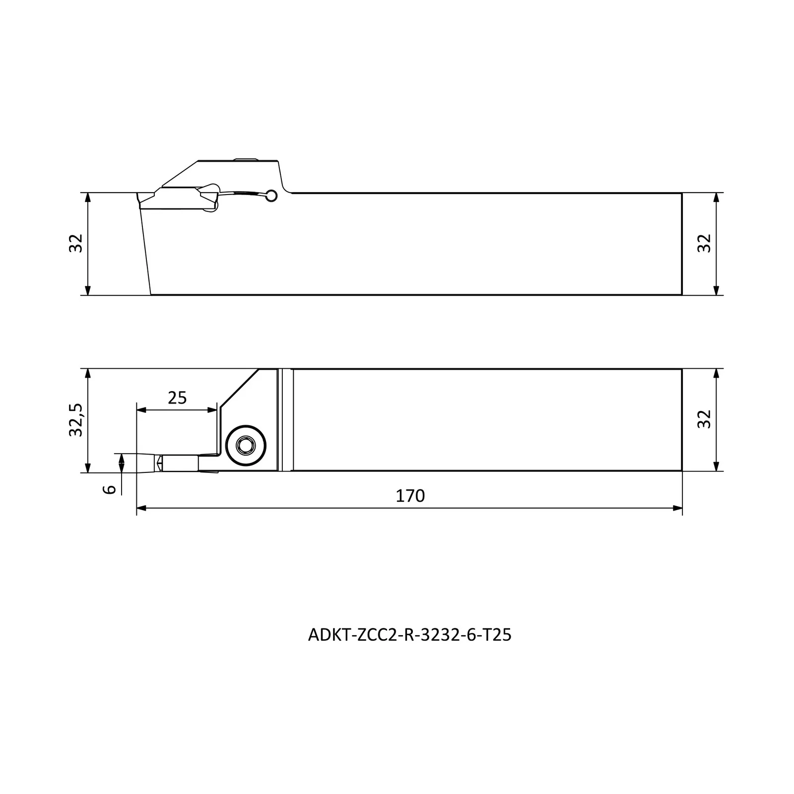 ADKT-ZCC2-R-3232-6-T25 &mdash; dimensioned drawing