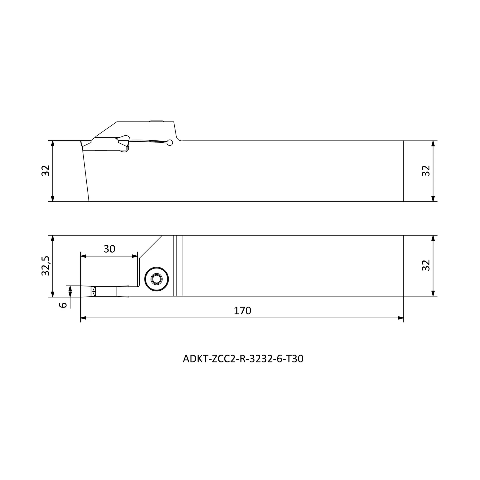 ADKT-ZCC2-R-3232-6-T30 &mdash; dimensioned drawing
