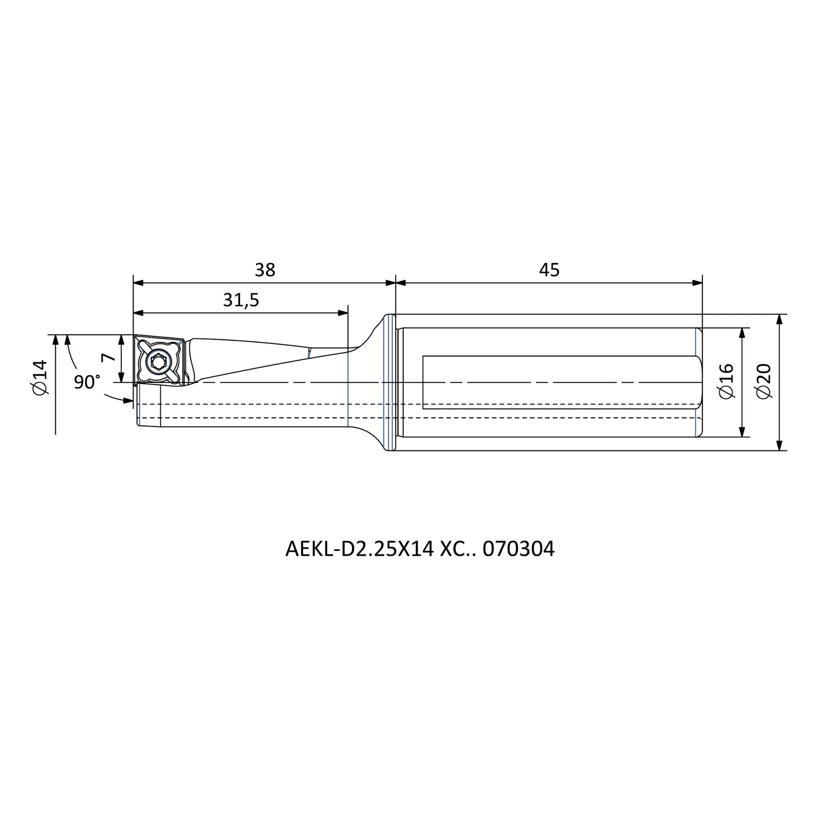 AEKL-D2.25X14 XC.. 070304 &mdash; dimensioned drawing