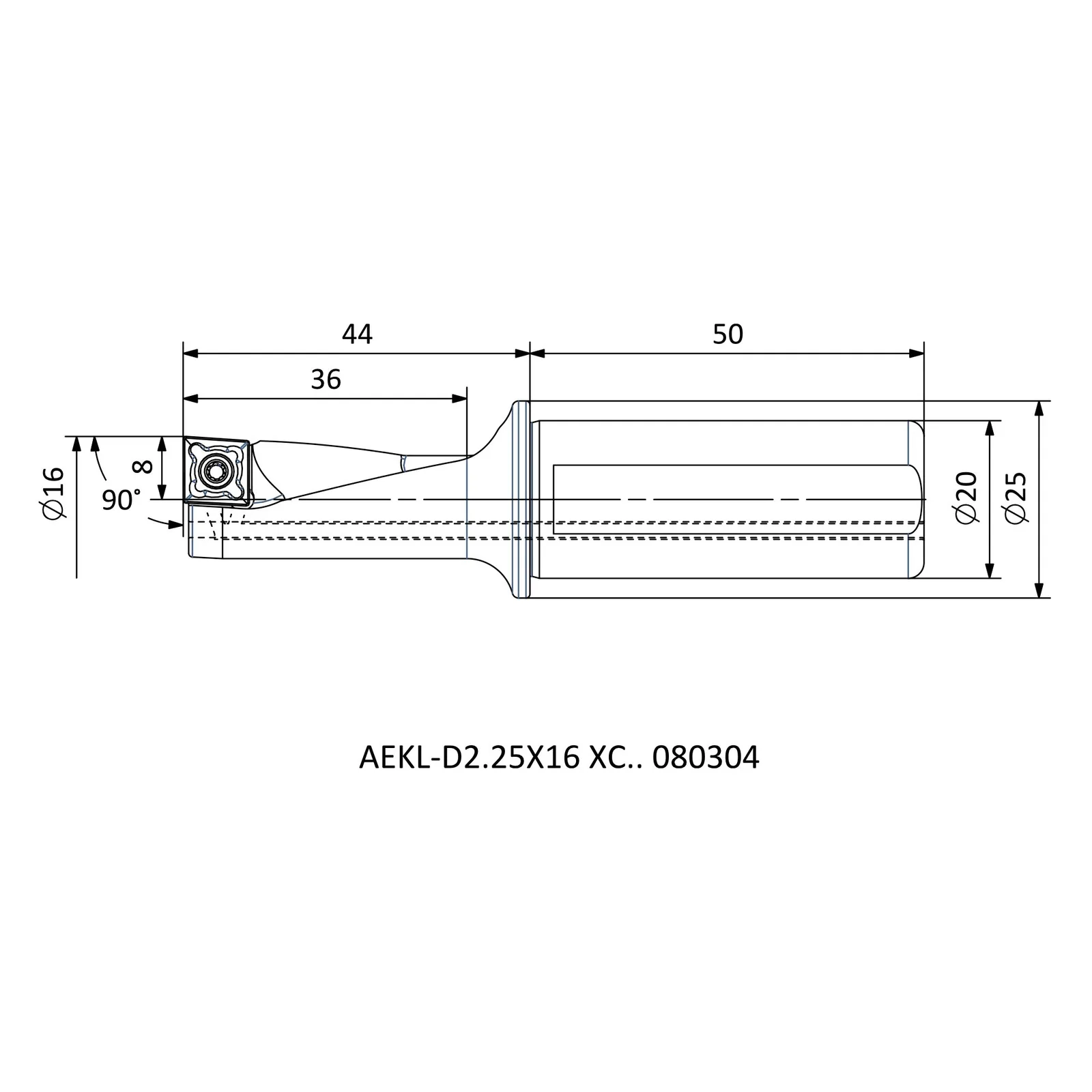 AEKL-D2.25X16 XC.. 080304 &mdash; dimensioned drawing