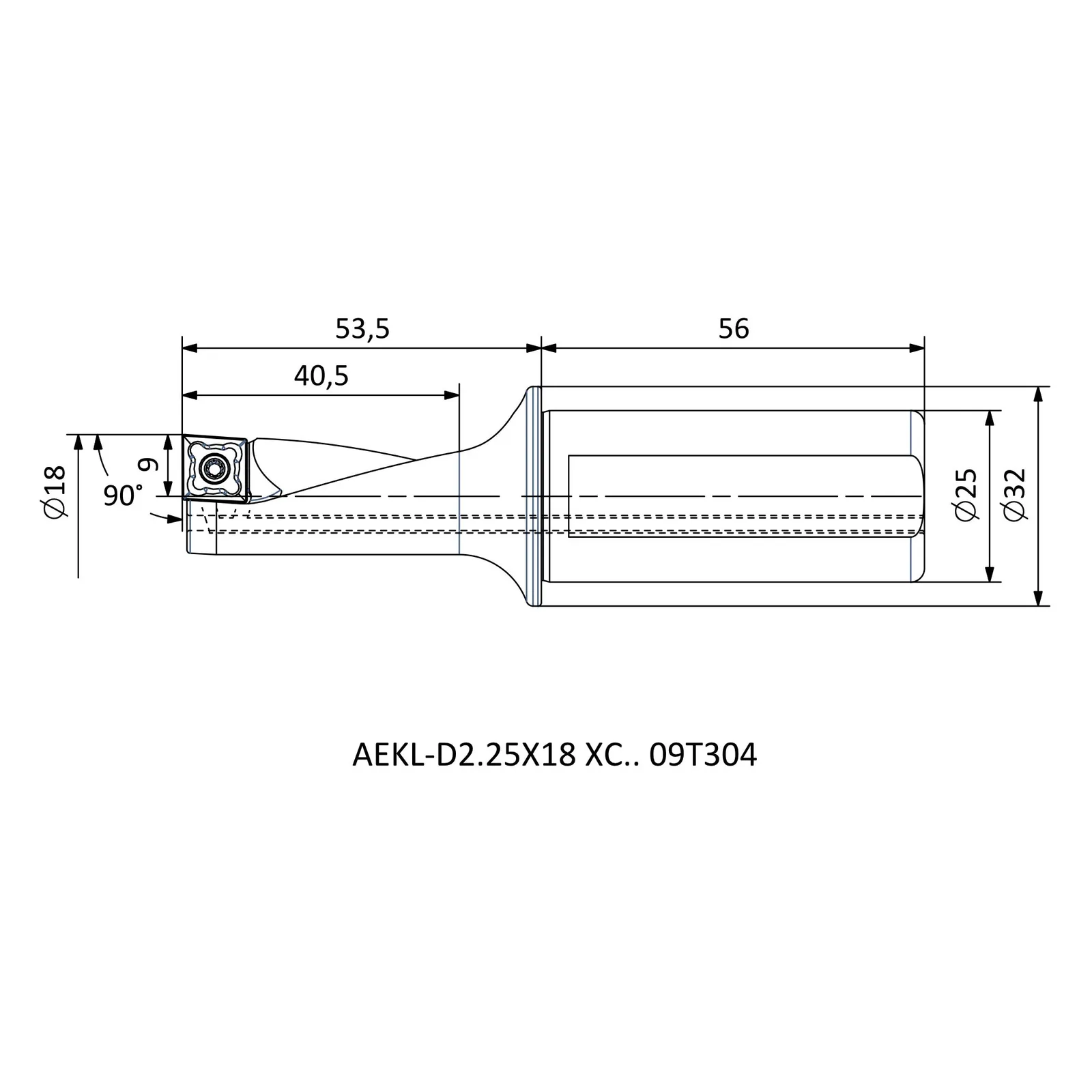 AEKL-D2.25X18 XC.. 09T304 &mdash; dimensioned drawing