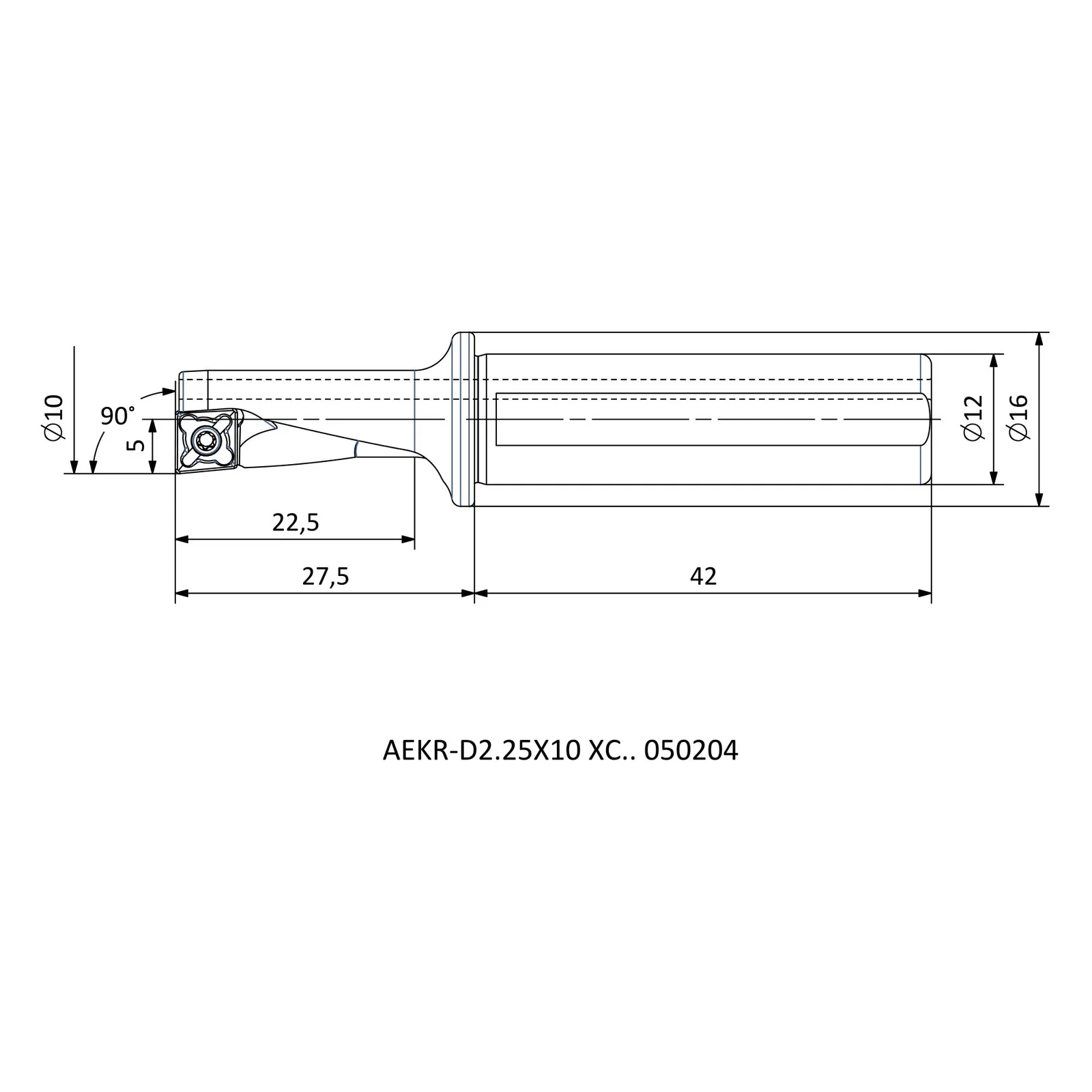 AEKR-D2.25X10 XC.. 050204 &mdash; dimensioned drawing