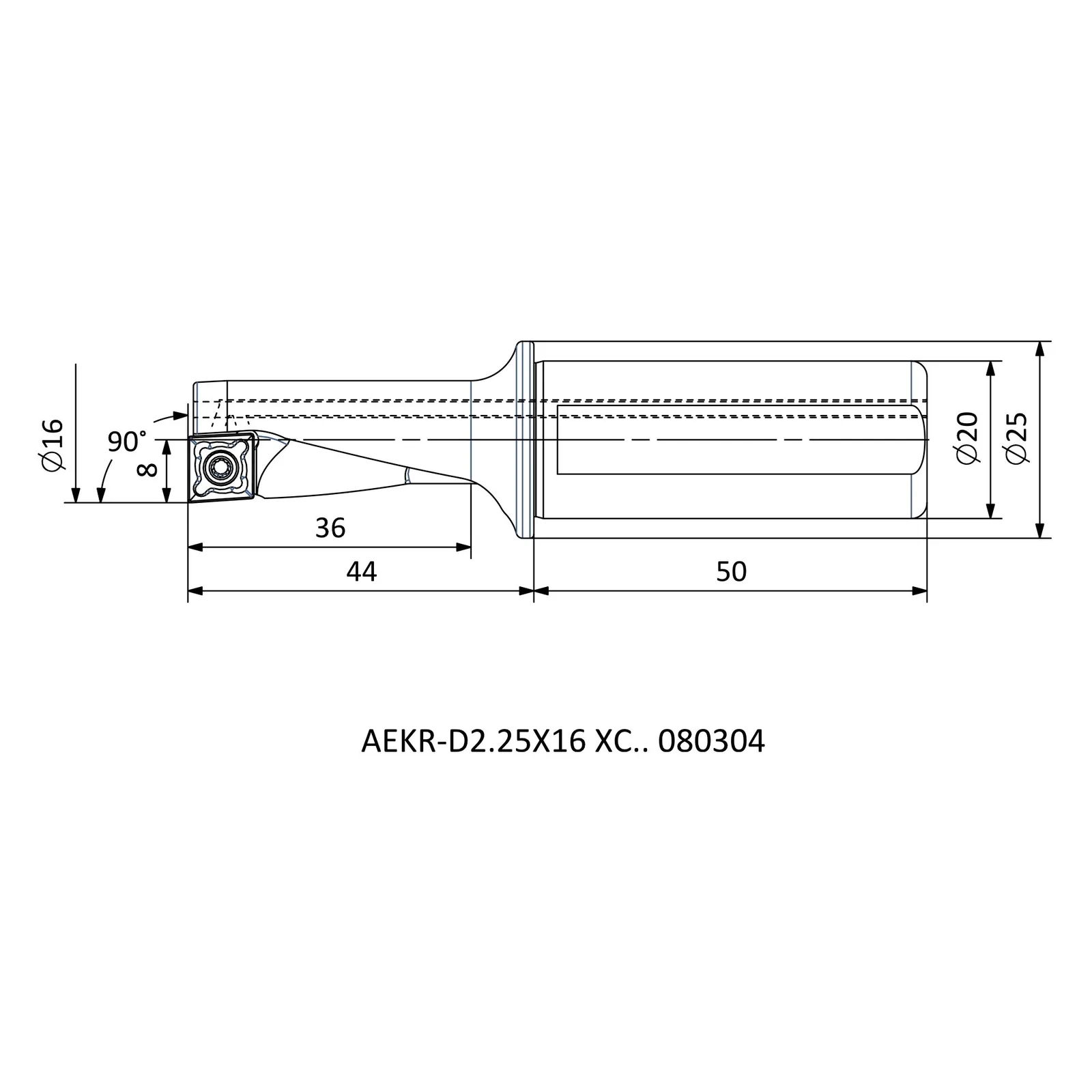 AEKR-D2.25X16 XC.. 080304 &mdash; dimensioned drawing