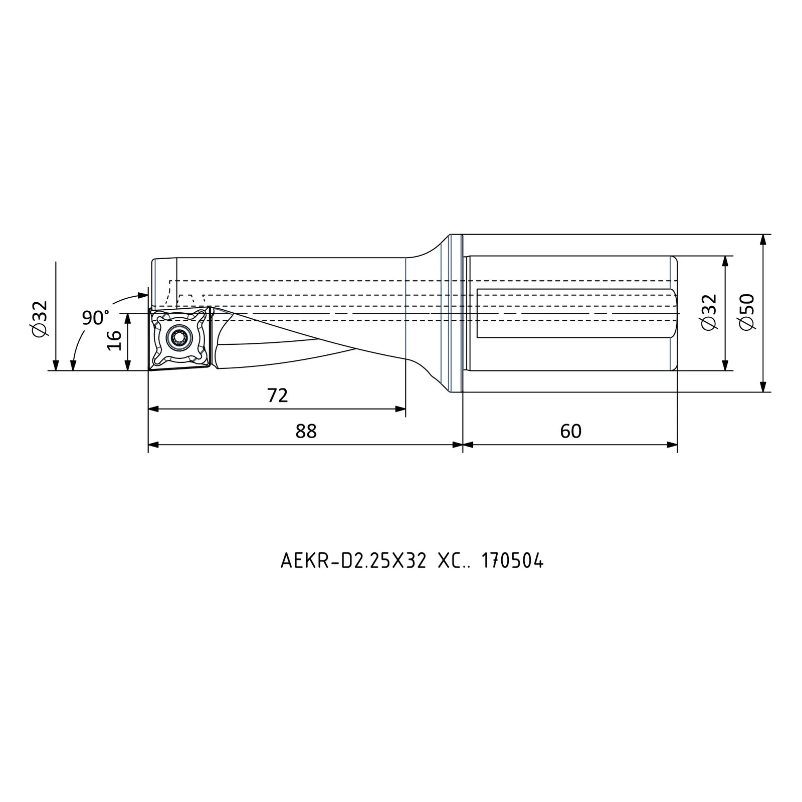 AEKR-D2.25X32 XC.. 170504 &mdash; dimensioned drawing