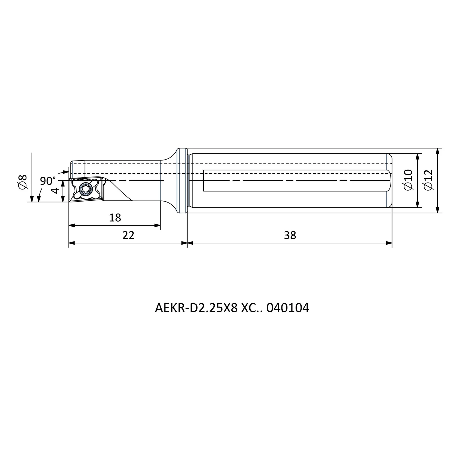 AEKR-D2.25X8 XC.. 040104 &mdash; dimensioned drawing