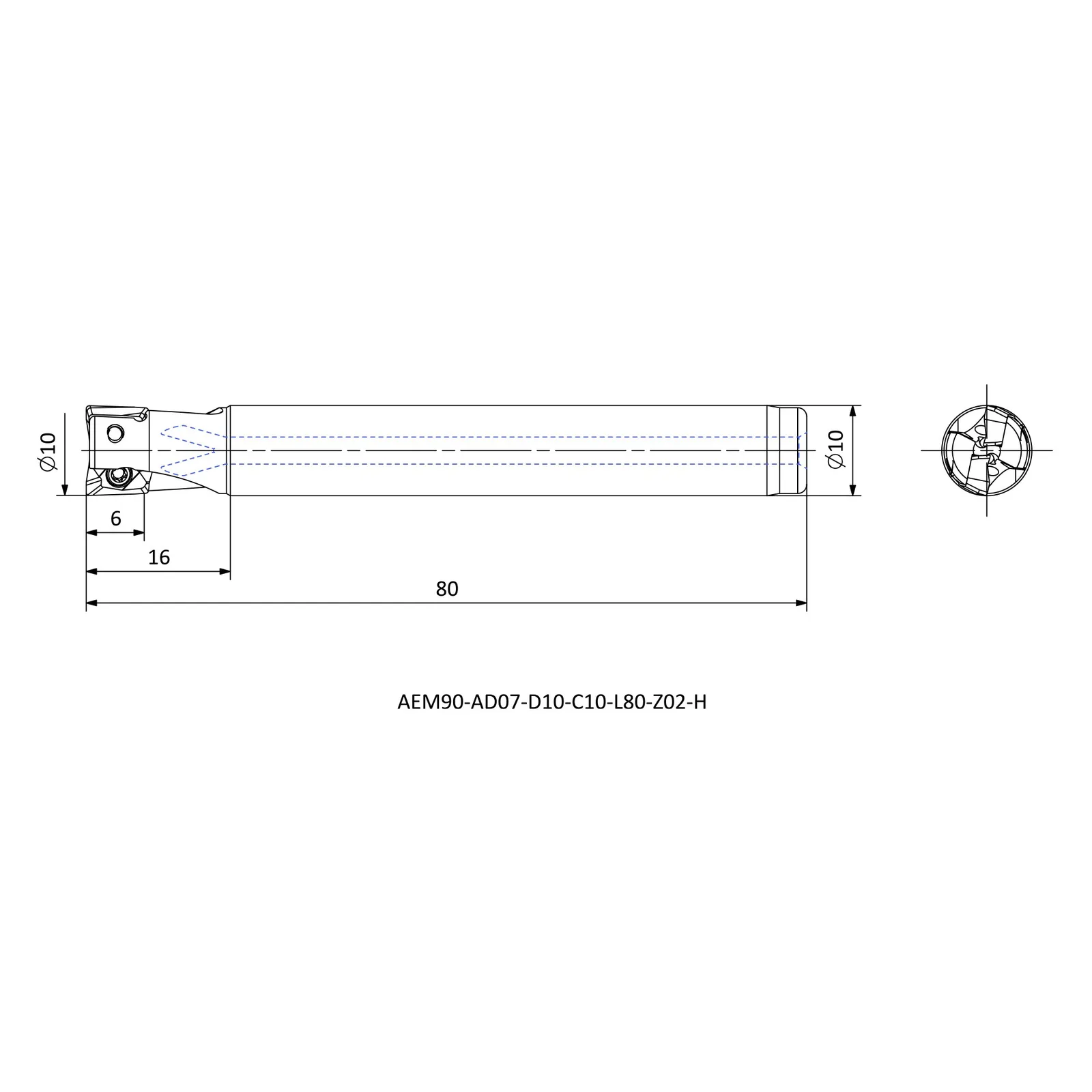 AEM90-AD07-D10-C10-L80-Z02-H &mdash; dimensioned drawing