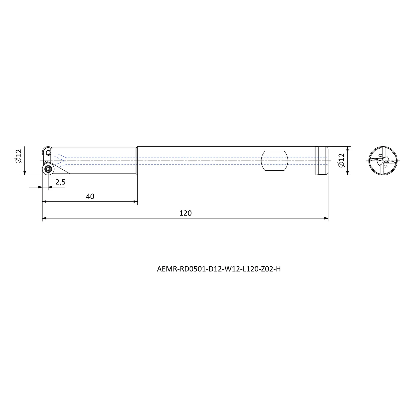 AEMR-RD0501-D12-W12-L120-Z02-H &mdash; dimensioned drawing