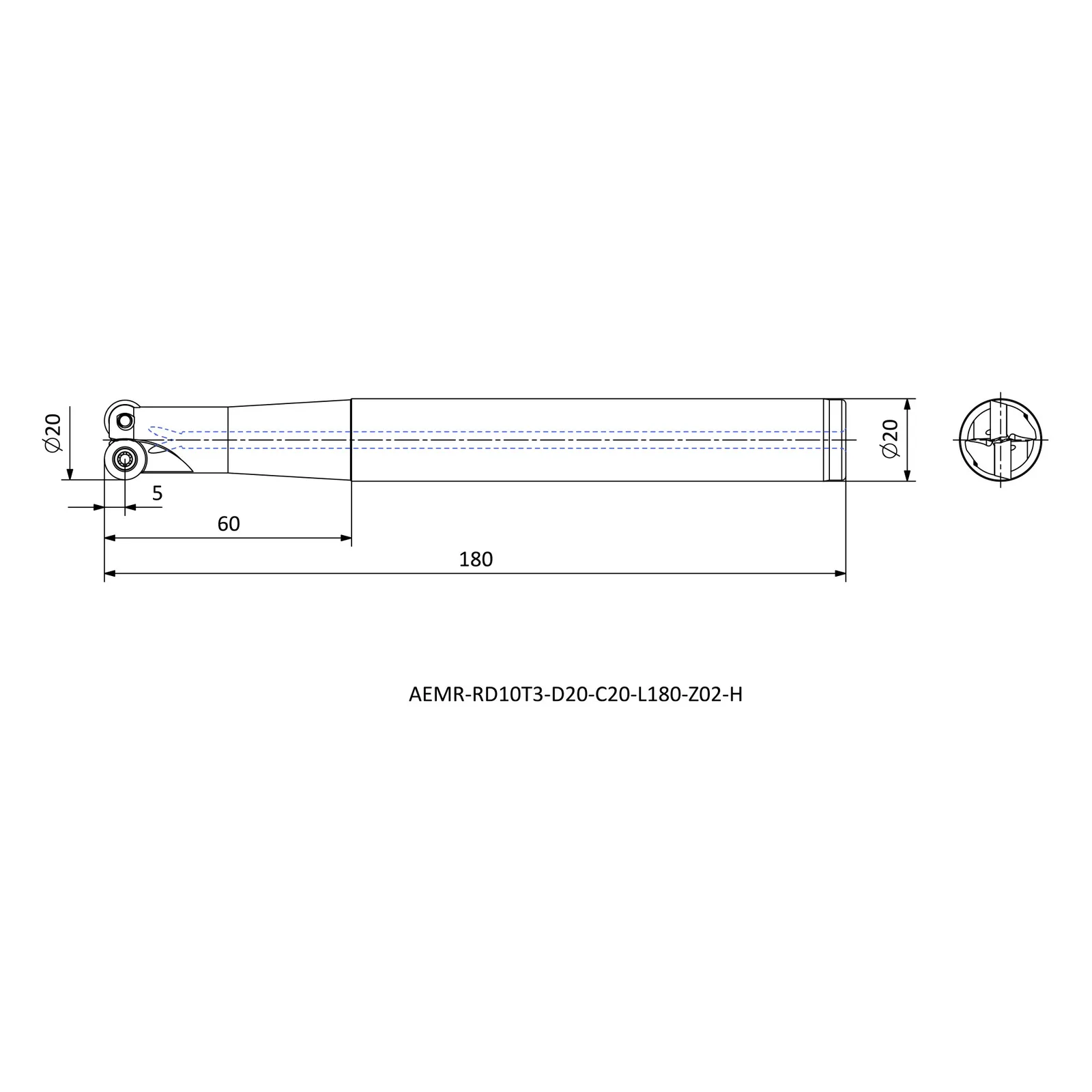 AEMR-RD10T3-D20-C20-L180-Z02-H &mdash; dimensioned drawing