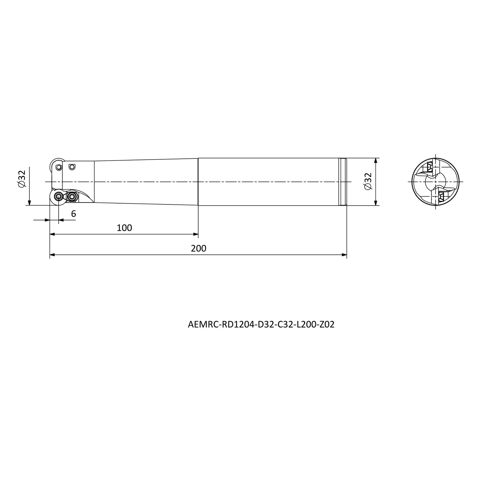 AEMRC-RD1204-D32-C32-L200-Z02 &mdash; dimensioned drawing