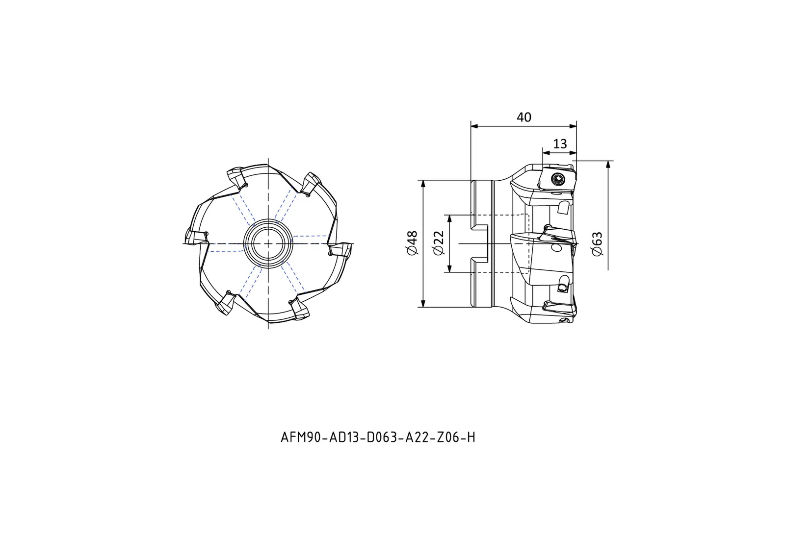 AFM90-AD13-D063-A22-Z06-H &mdash; dimensioned drawing