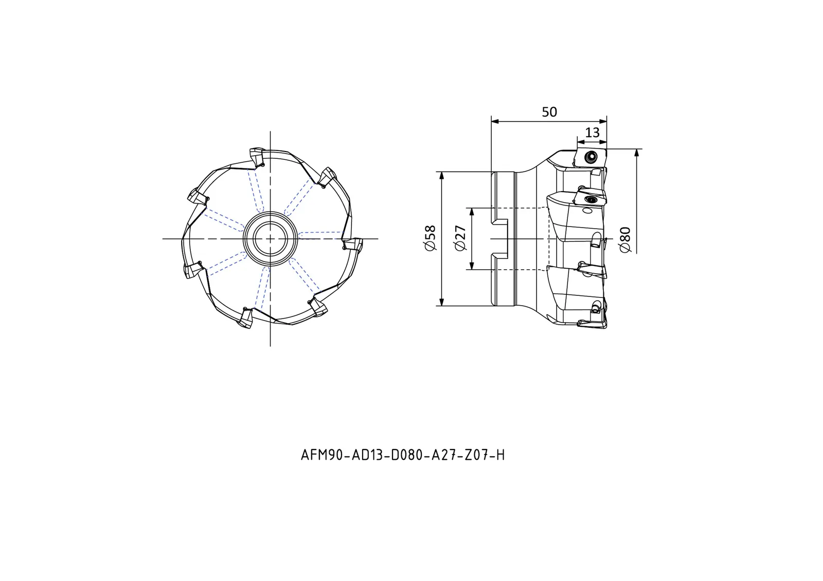 AFM90-AD13-D080-A27-Z07-H &mdash; dimensioned drawing