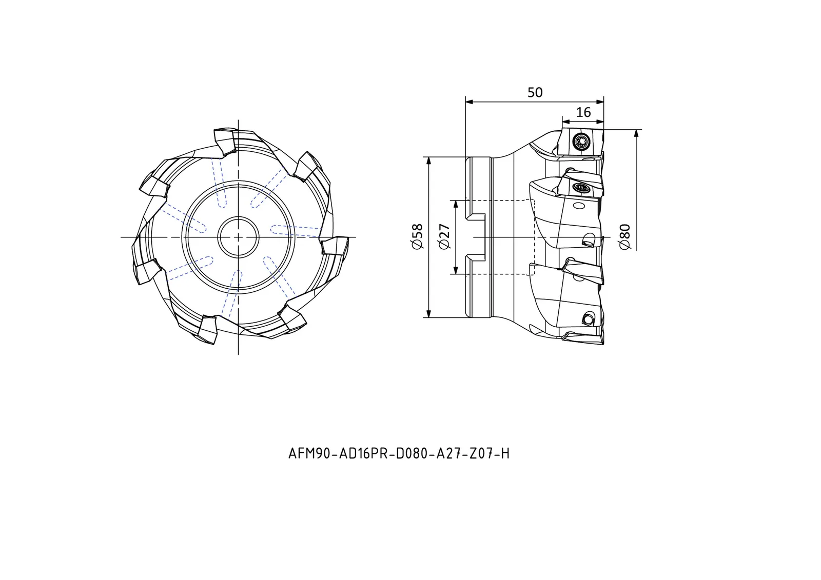 AFM90-AD16PR-D080-A27-Z07-H &mdash; dimensioned drawing