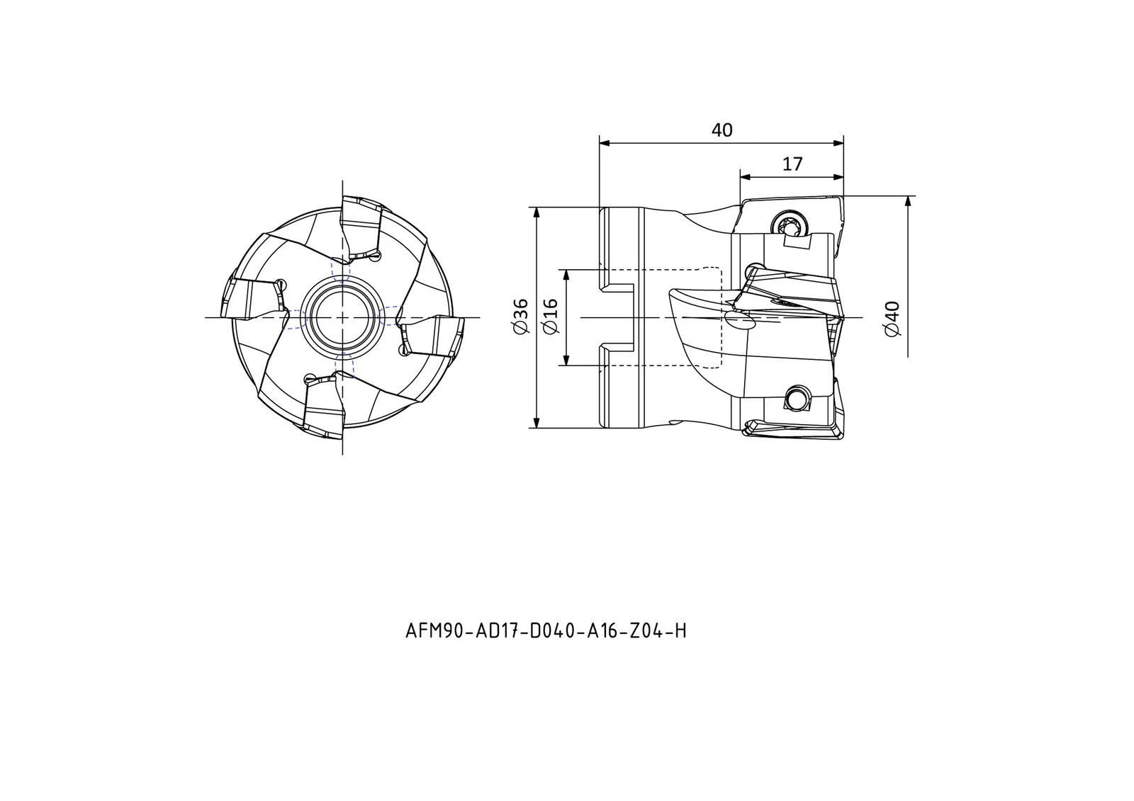 AFM90-AD17-D040-A16-Z04-H &mdash; dimensioned drawing