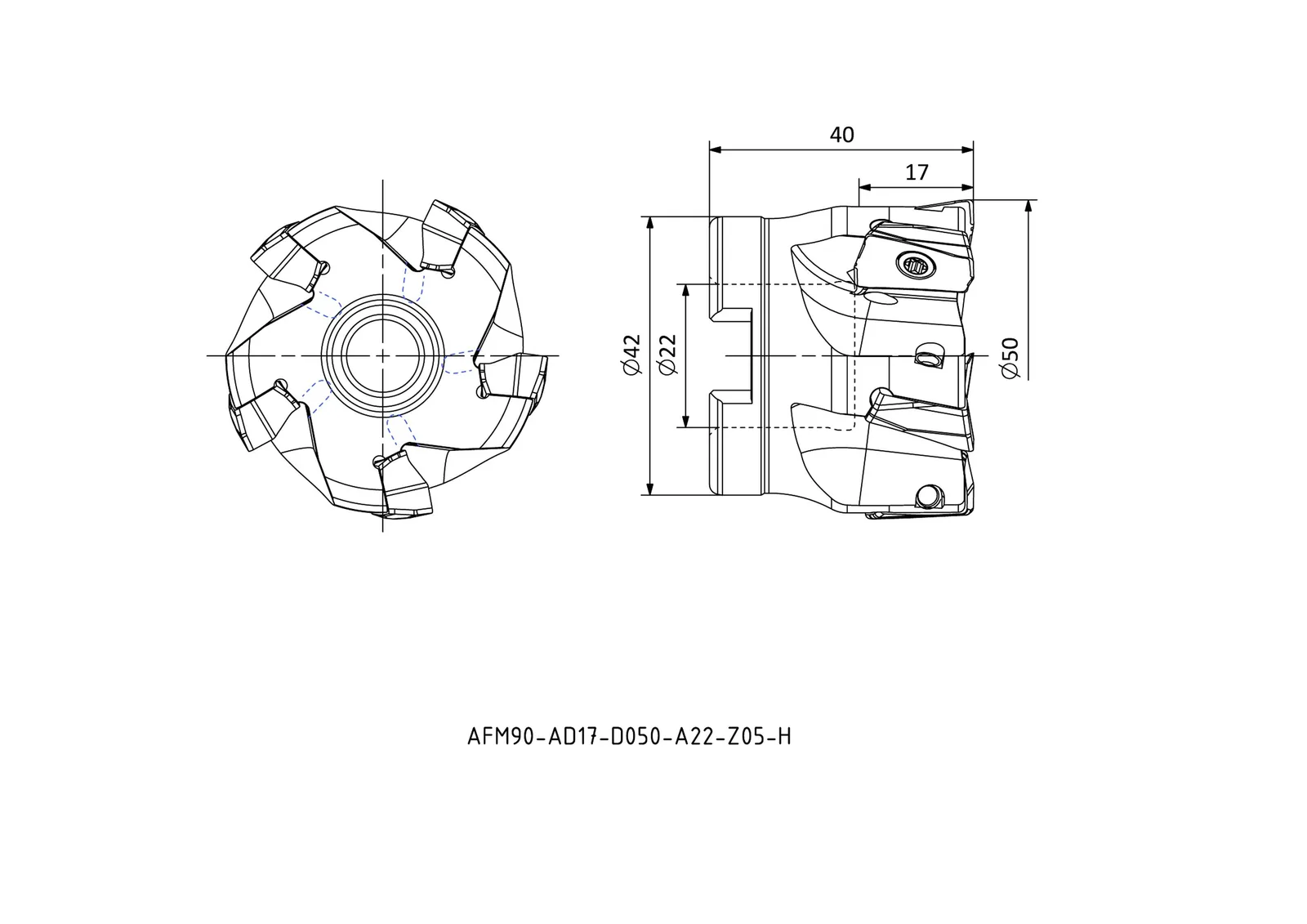 AFM90-AD17-D050-A22-Z05-H &mdash; dimensioned drawing