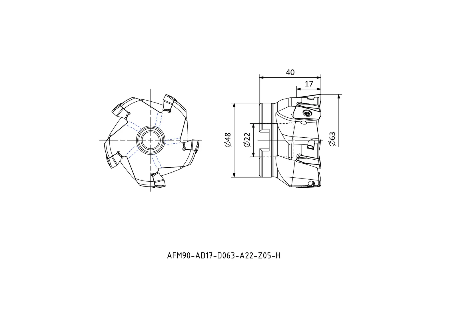AFM90-AD17-D063-A22-Z05-H &mdash; dimensioned drawing