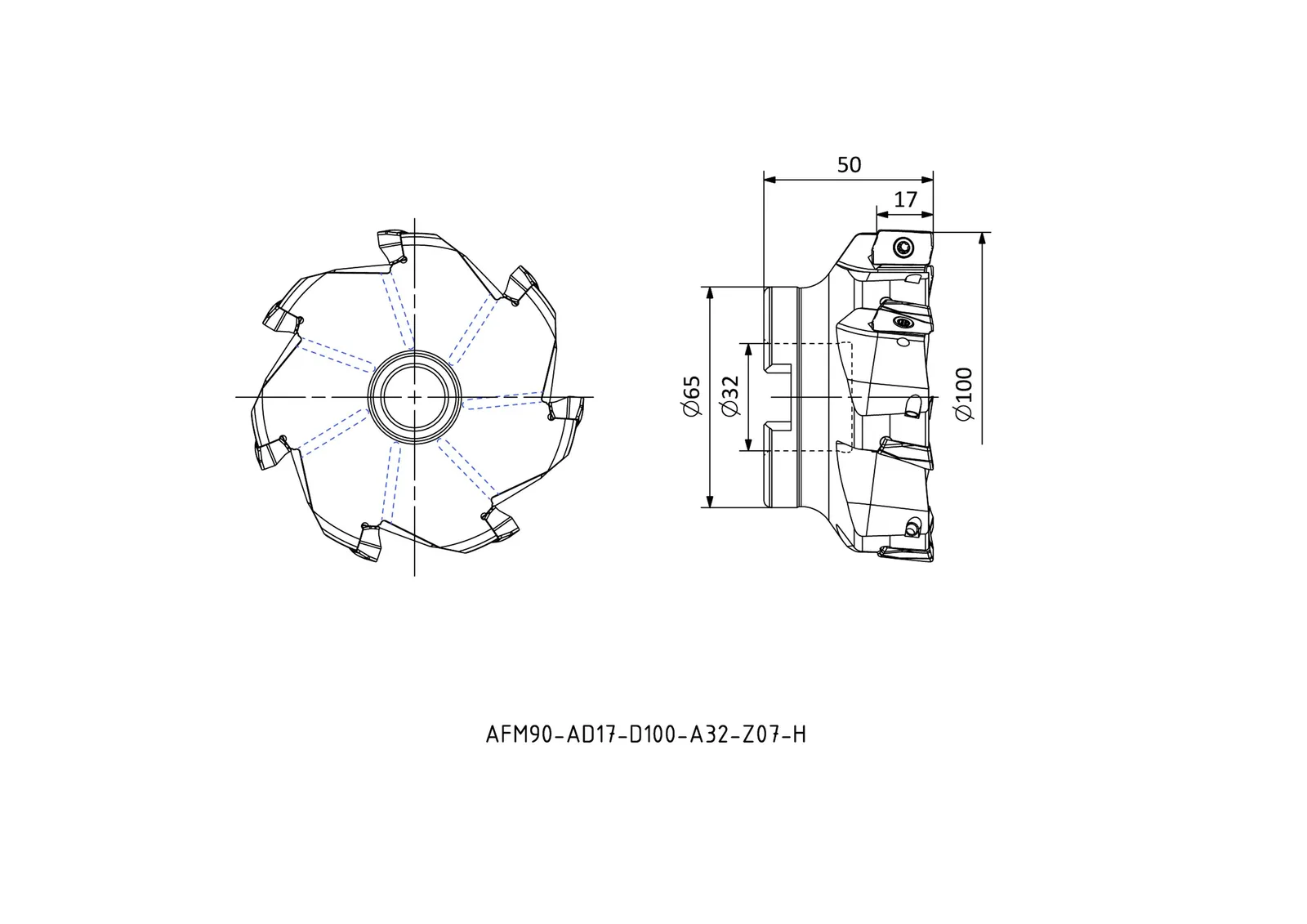 AFM90-AD17-D100-A32-Z07-H &mdash; dimensioned drawing