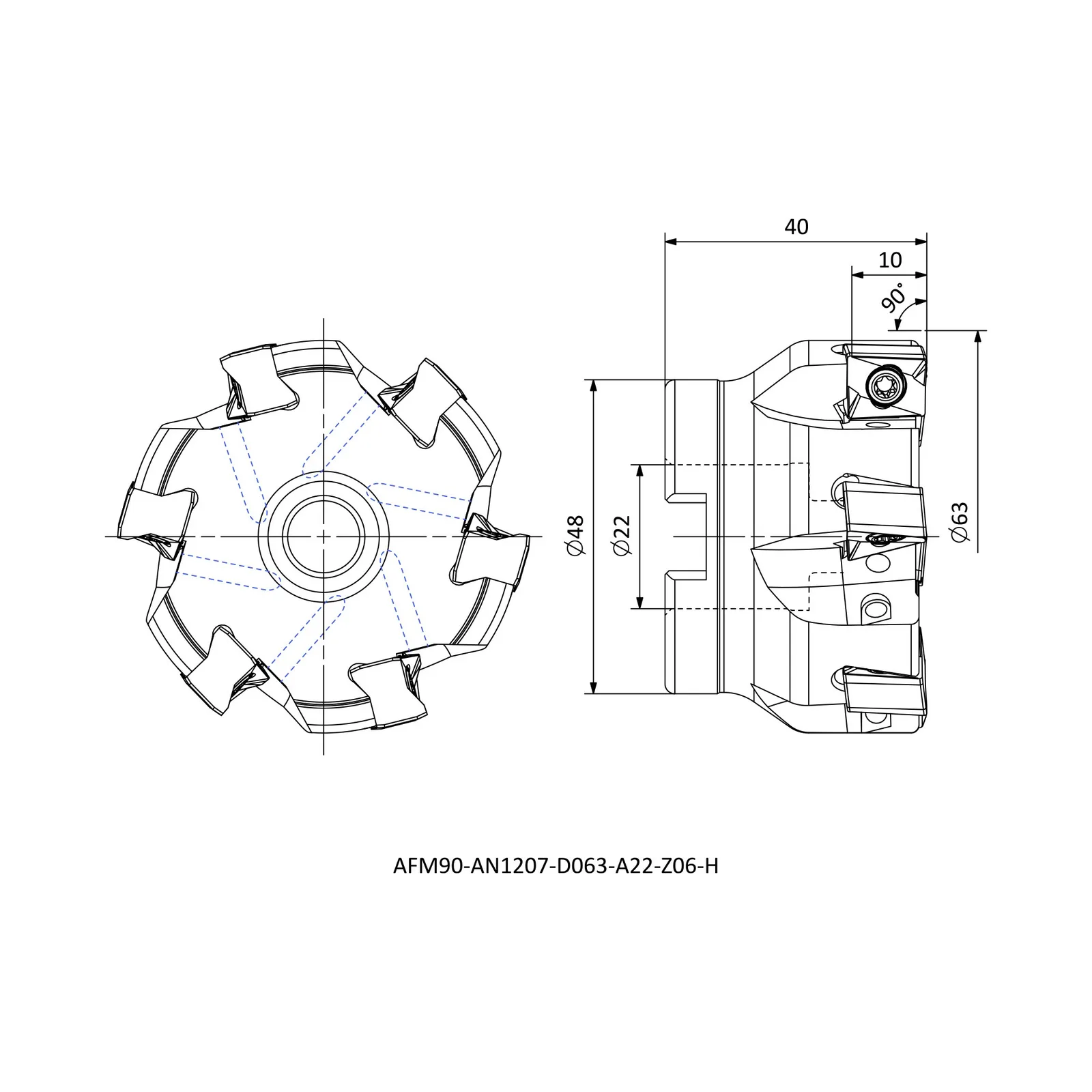 AFM90-AN1207-D063-A22-Z06-H &mdash; dimensioned drawing